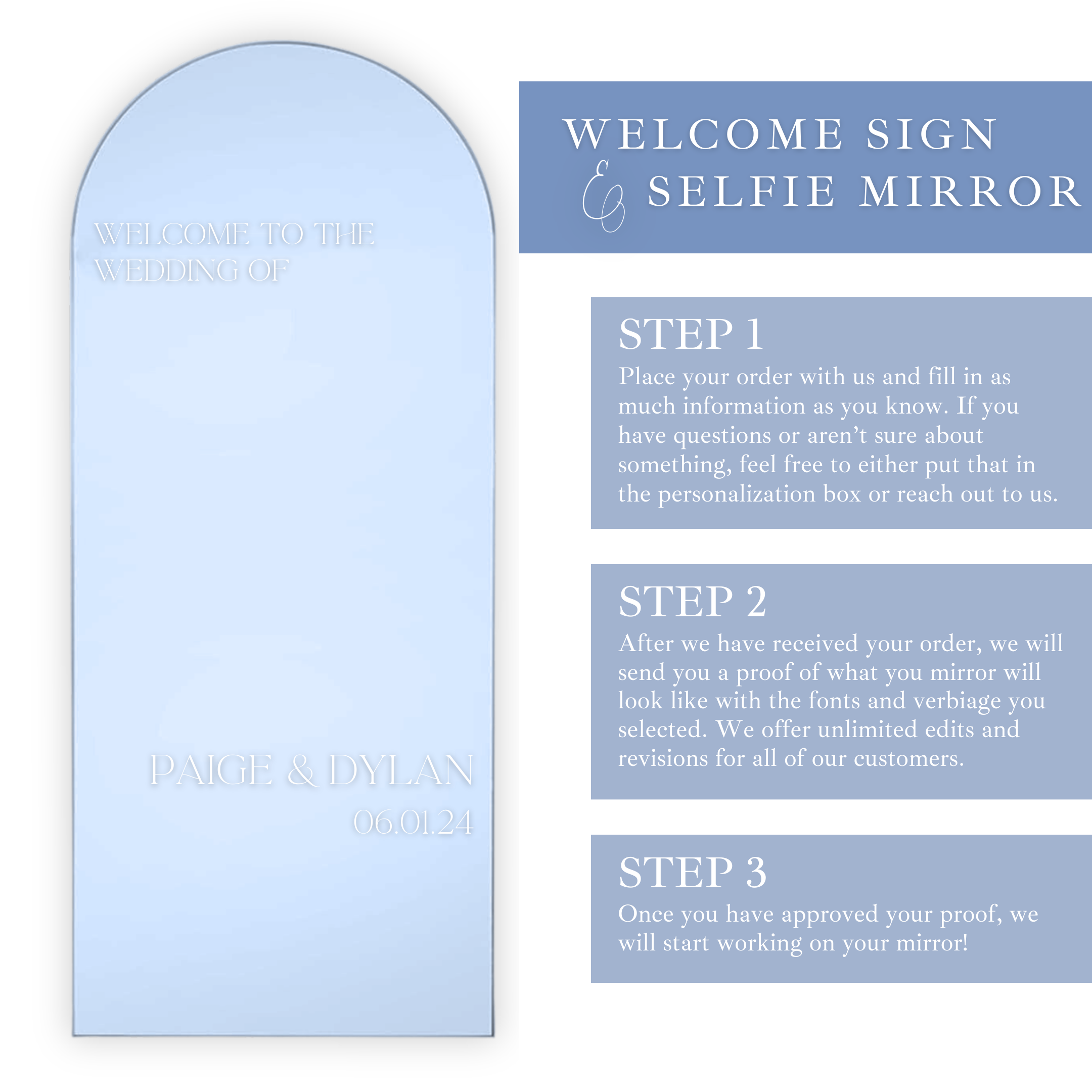 Wedding Ceremony Entrance | Elegant Mirror Sign | Magnolia Dreams LLC