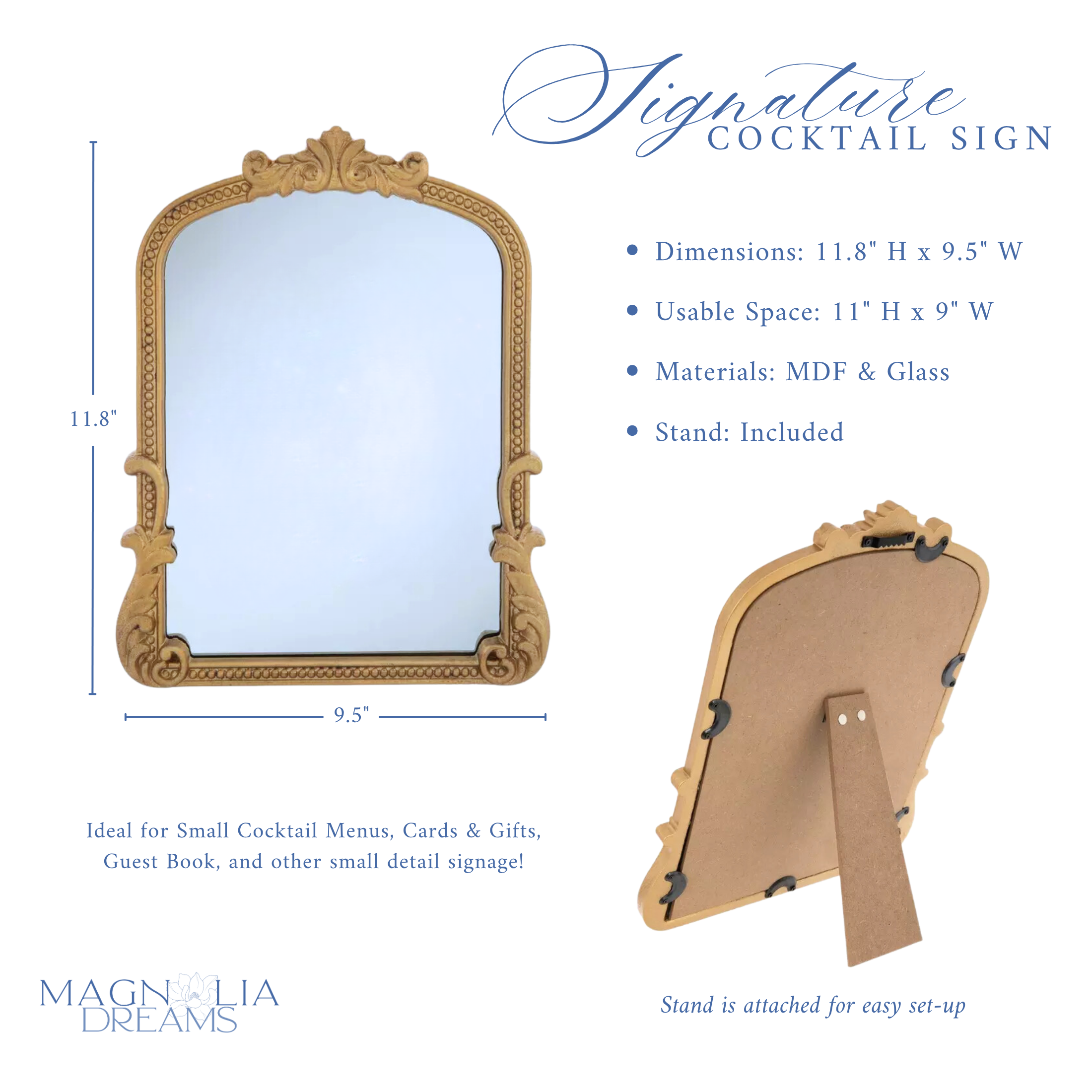 Signature Wedding Drink Menu with Cocktail Pictures