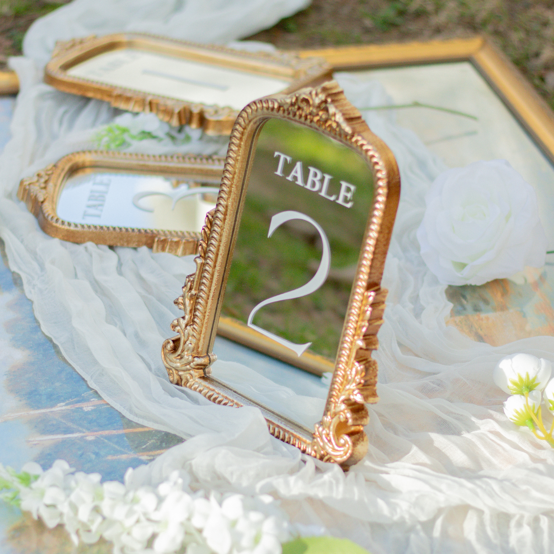 Mirror Table Numbers for Wedding