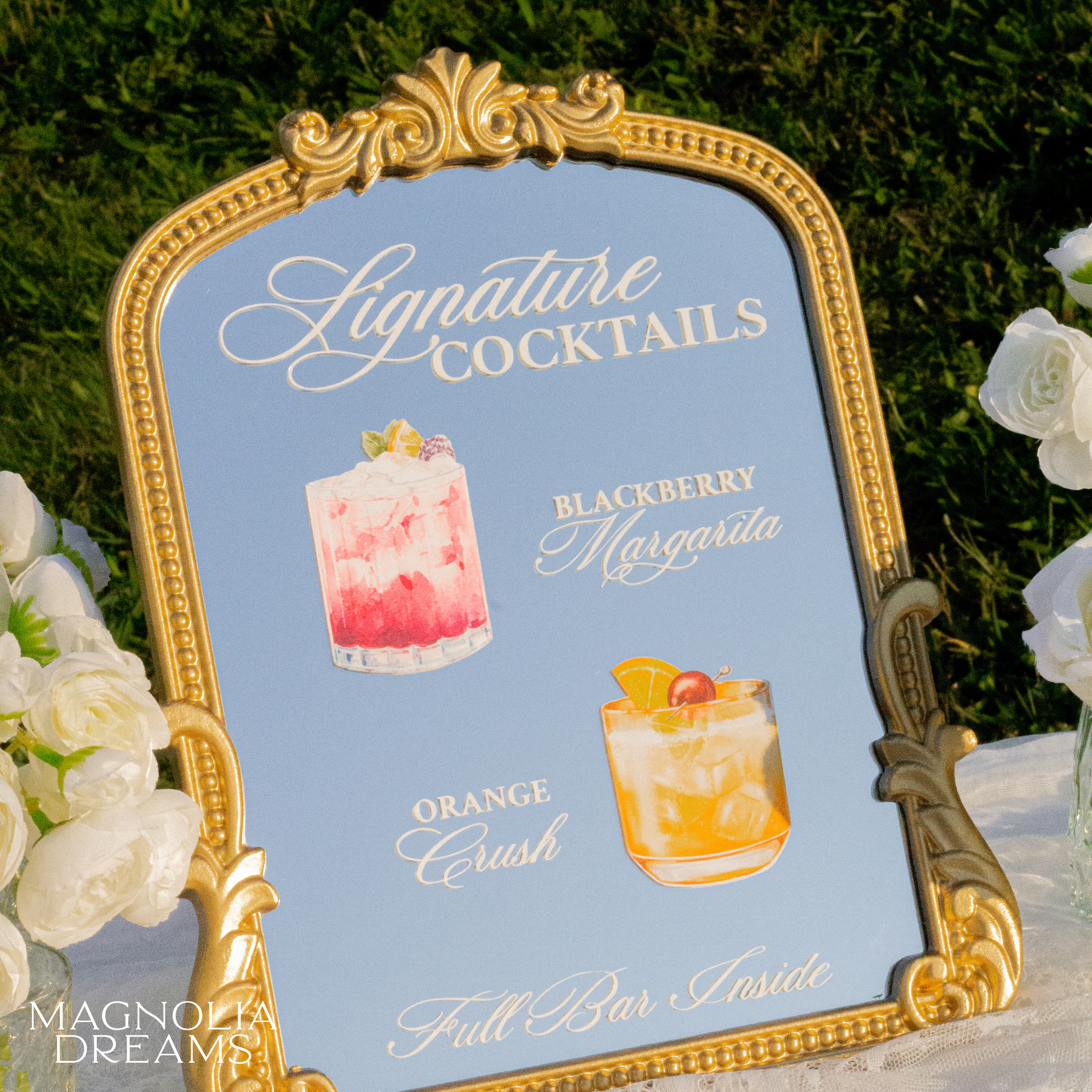 Signature Wedding Drink Menu with Cocktail Pictures