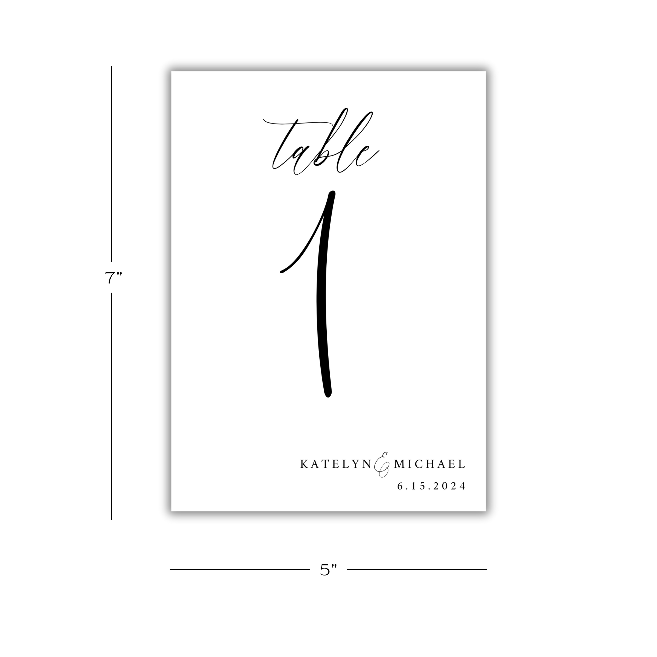 Linen Cardstock Table Number card with elegant font for weddings.