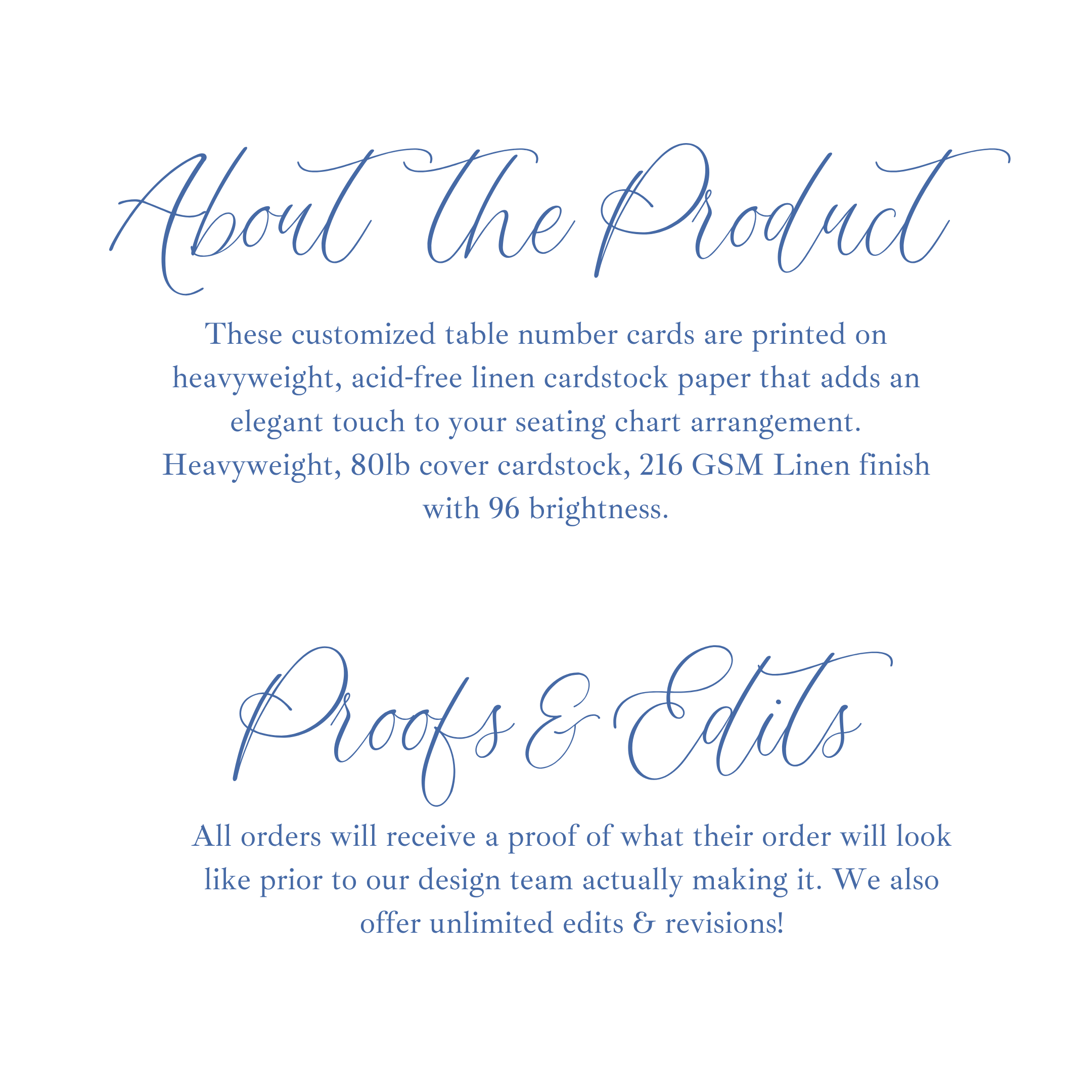 Linen Cardstock Table Numbers with elegant font and customization options.