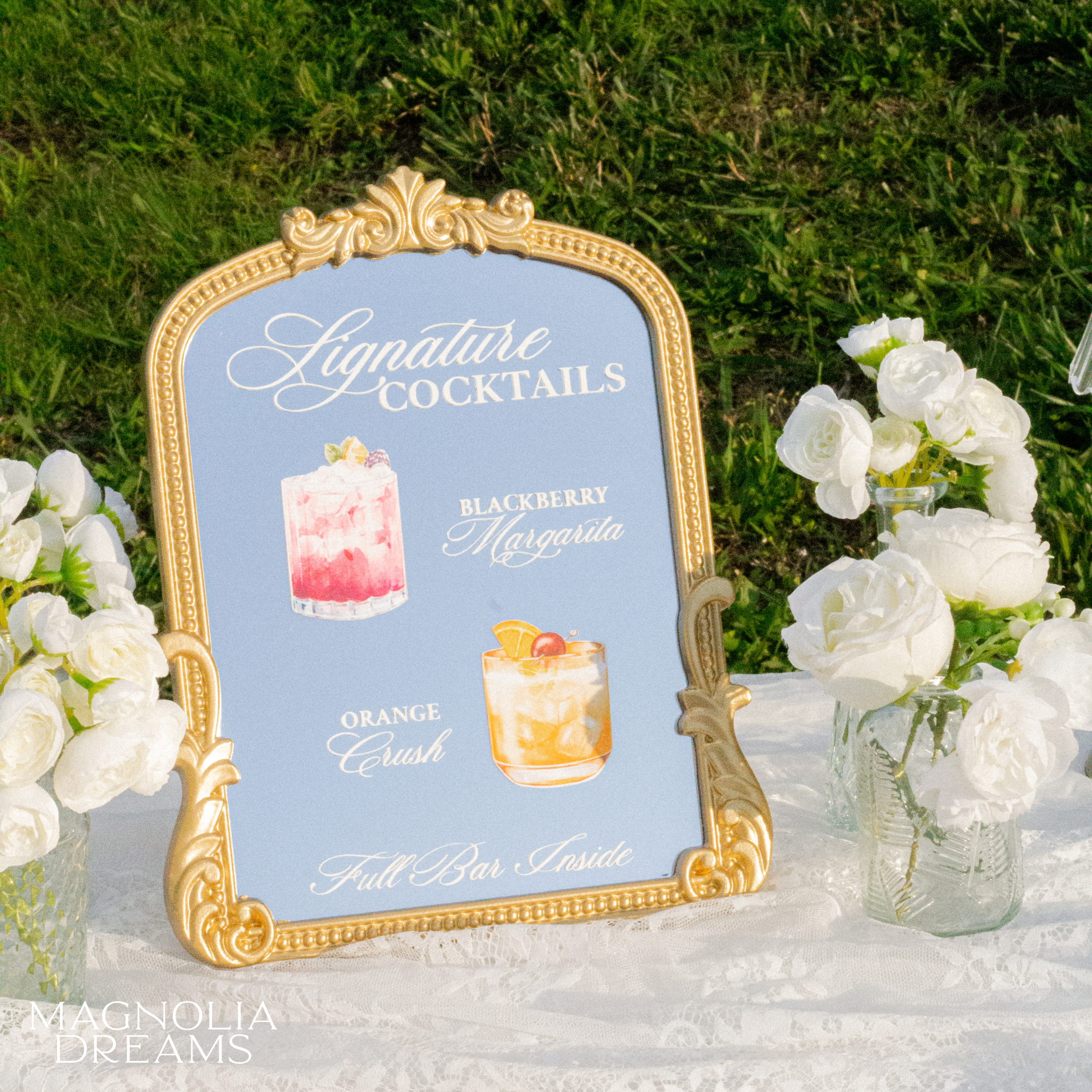 Signature Wedding Drink Menu with Cocktail Pictures