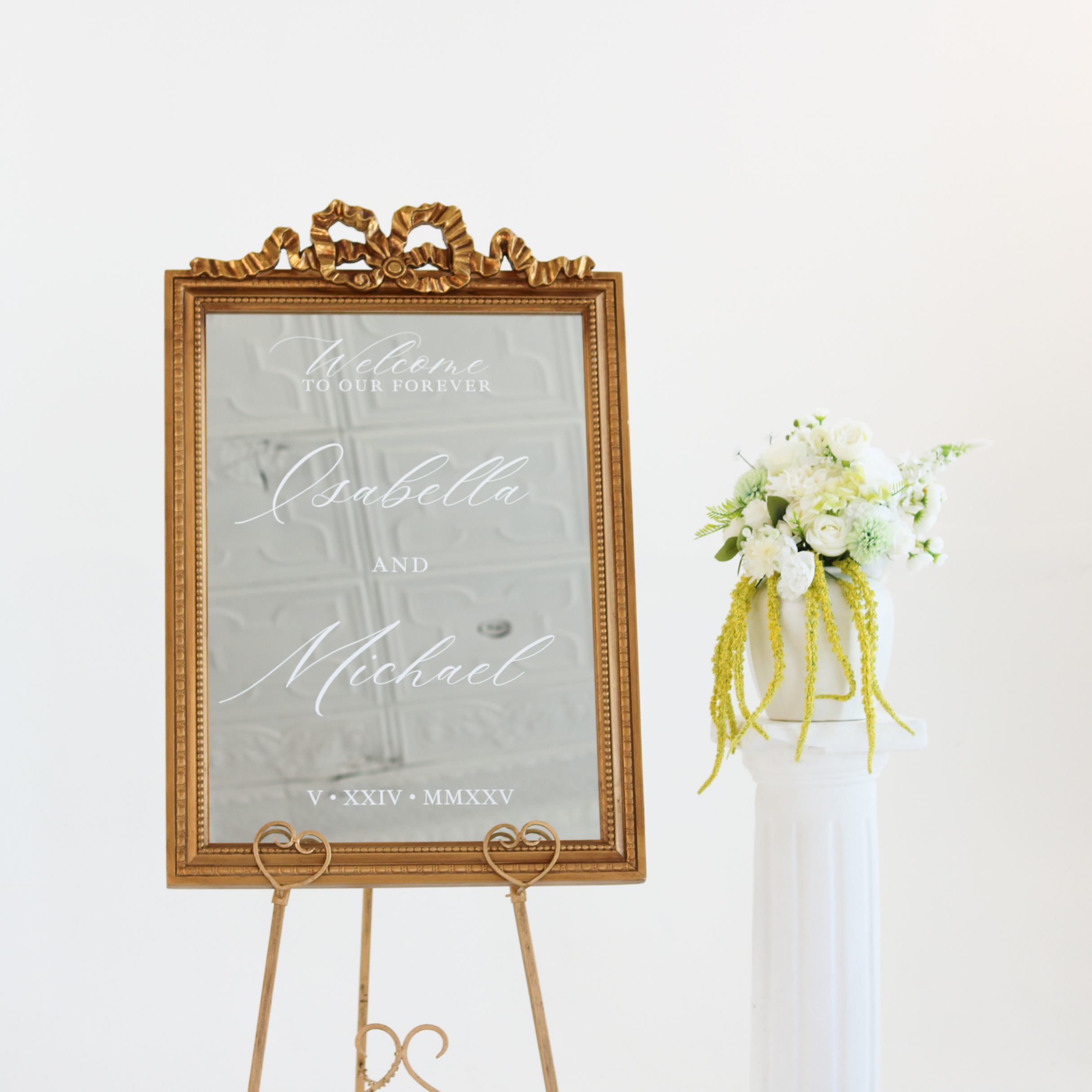 Wedding Welcome Mirror with Bow
