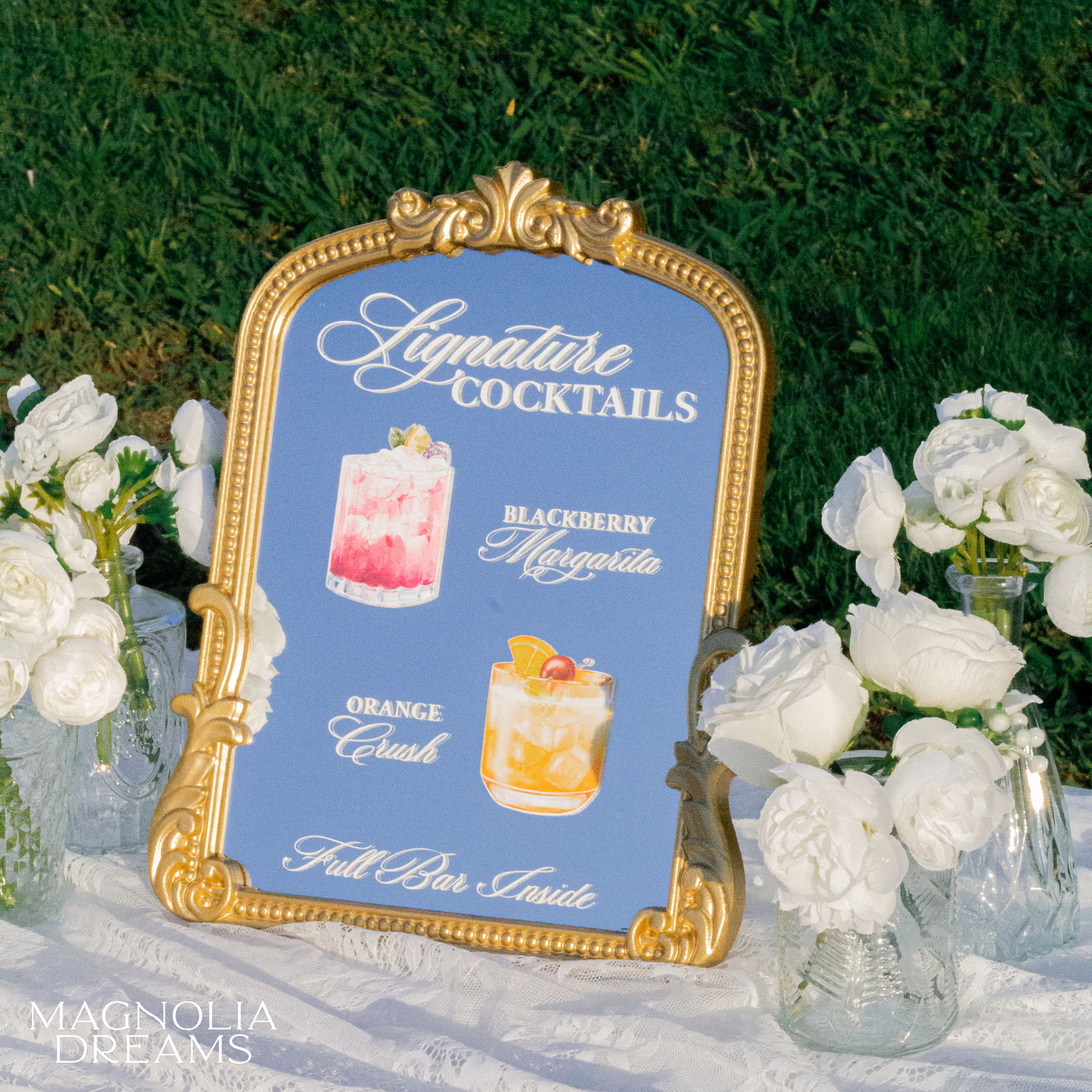 Signature Wedding Drink Menu with Cocktail Pictures