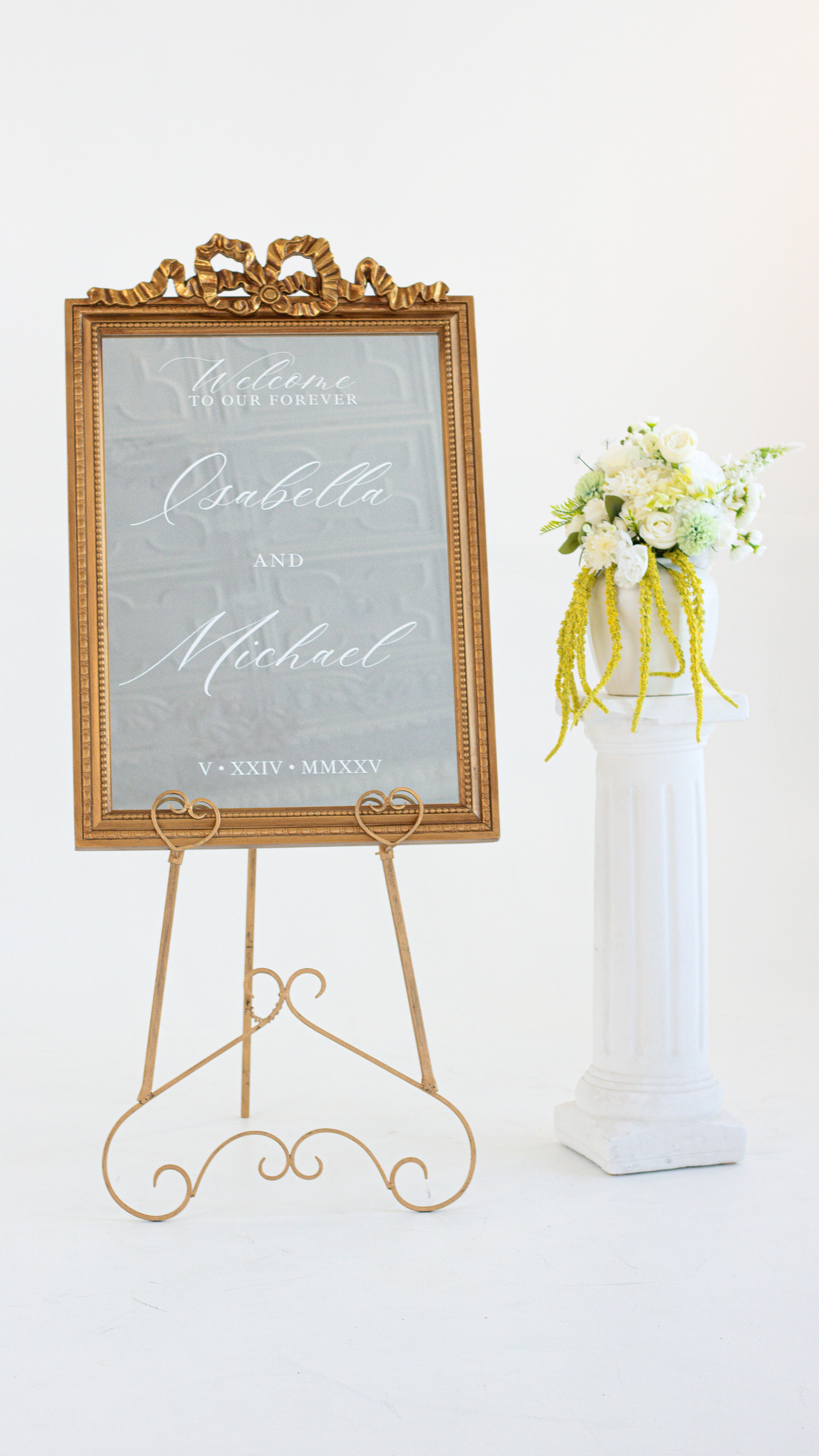 Wedding Welcome Mirror with Bow