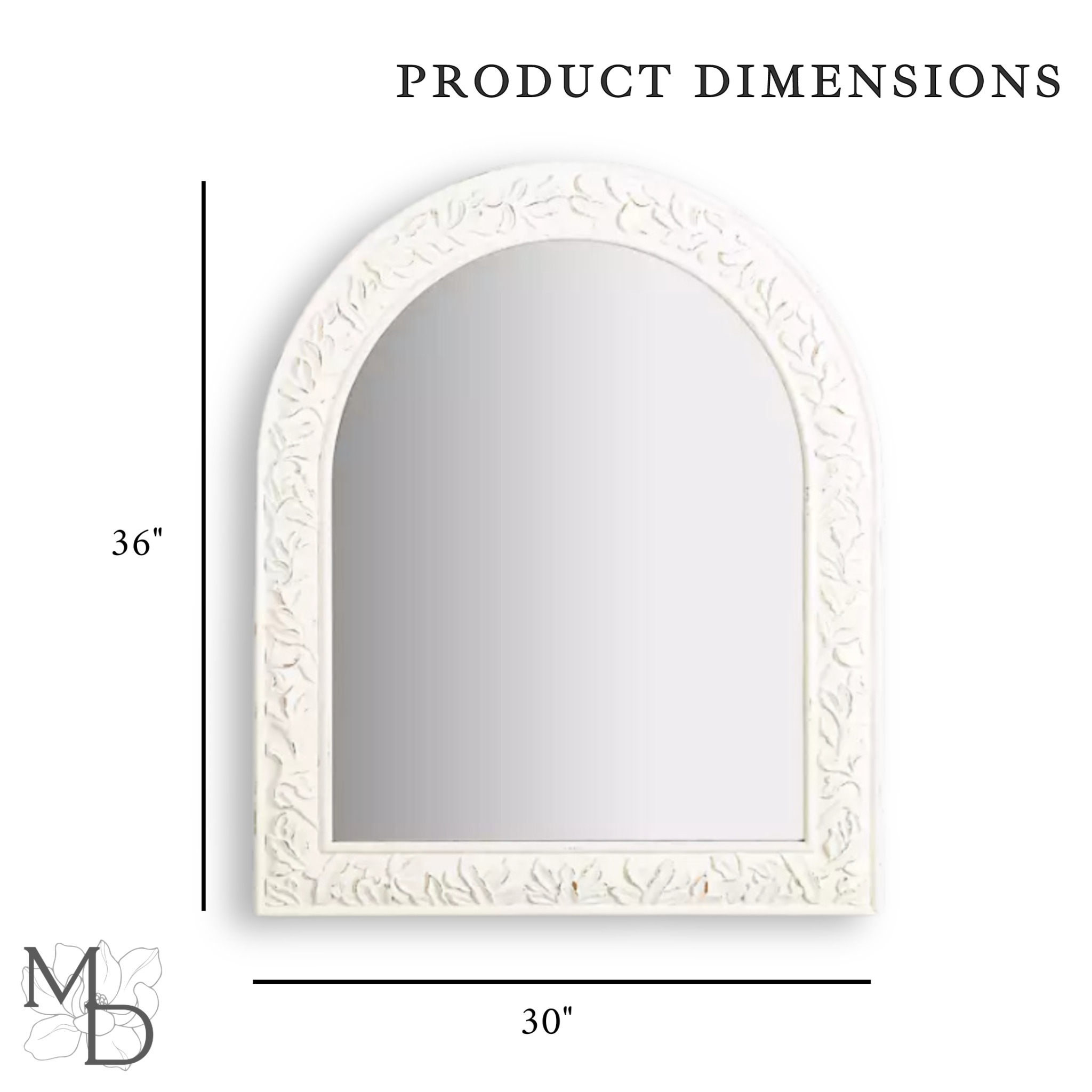 Boho large white mirror with wedding guest seating chart dimensions.