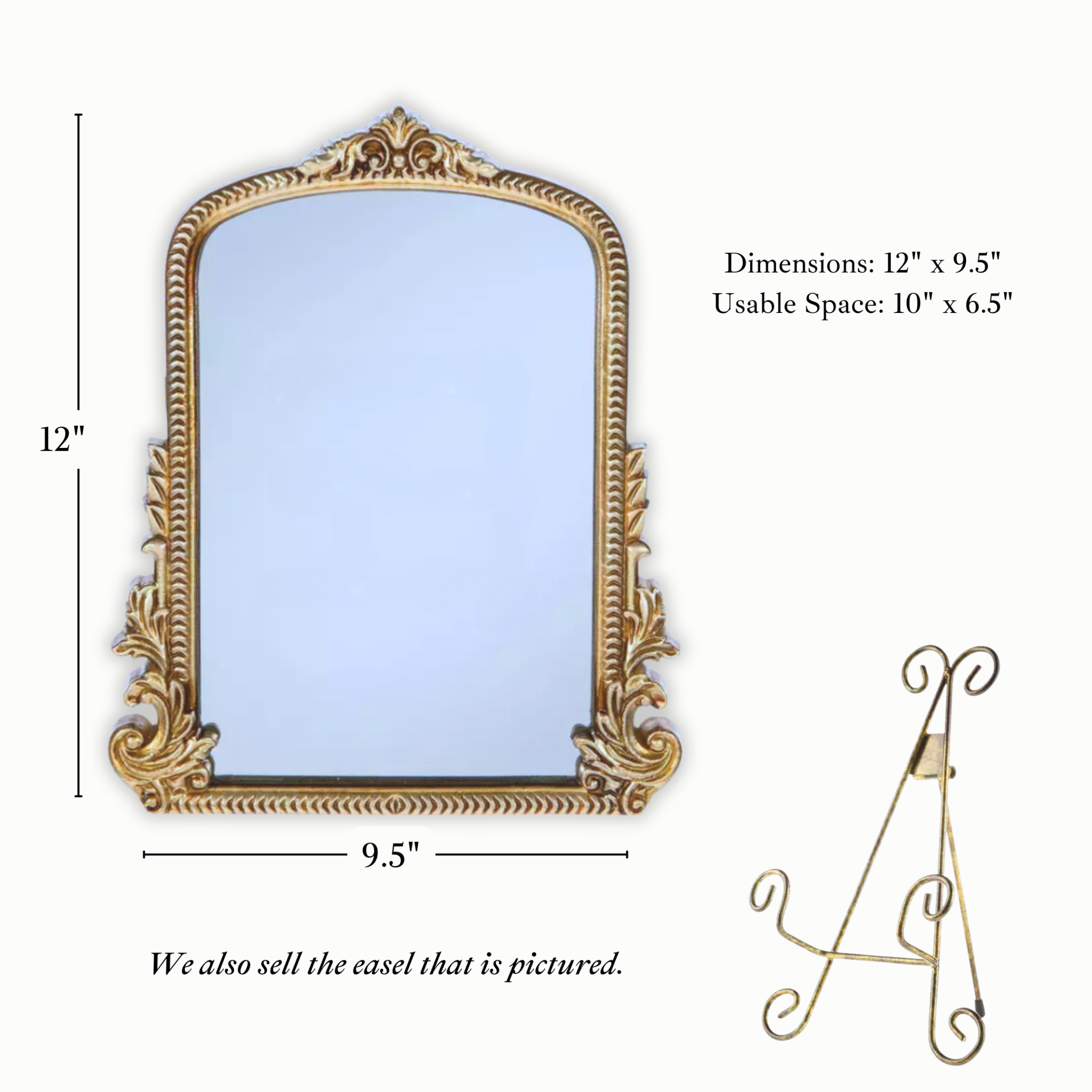 Vintage-inspired mirror wedding sign with ornate gold frame, perfect for gifts and cards table display.