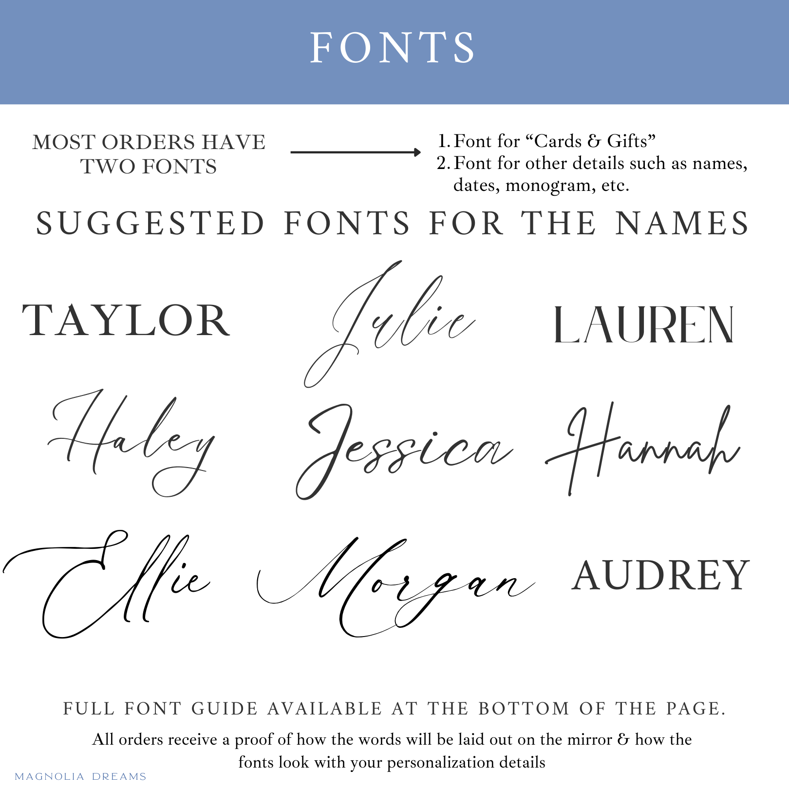fonts and styles for wedding guest book sign designs