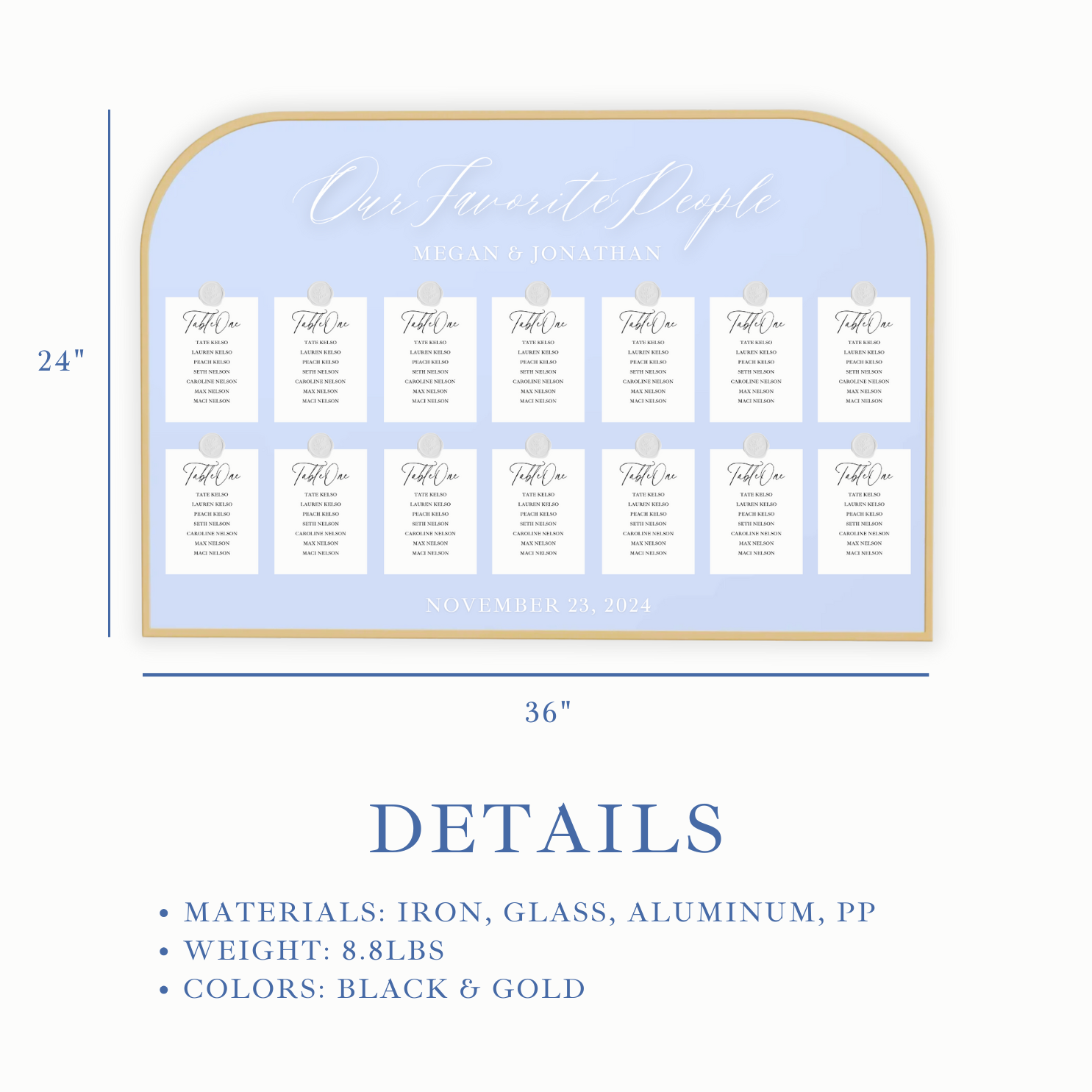 Large Seating Chart Mirror - Black