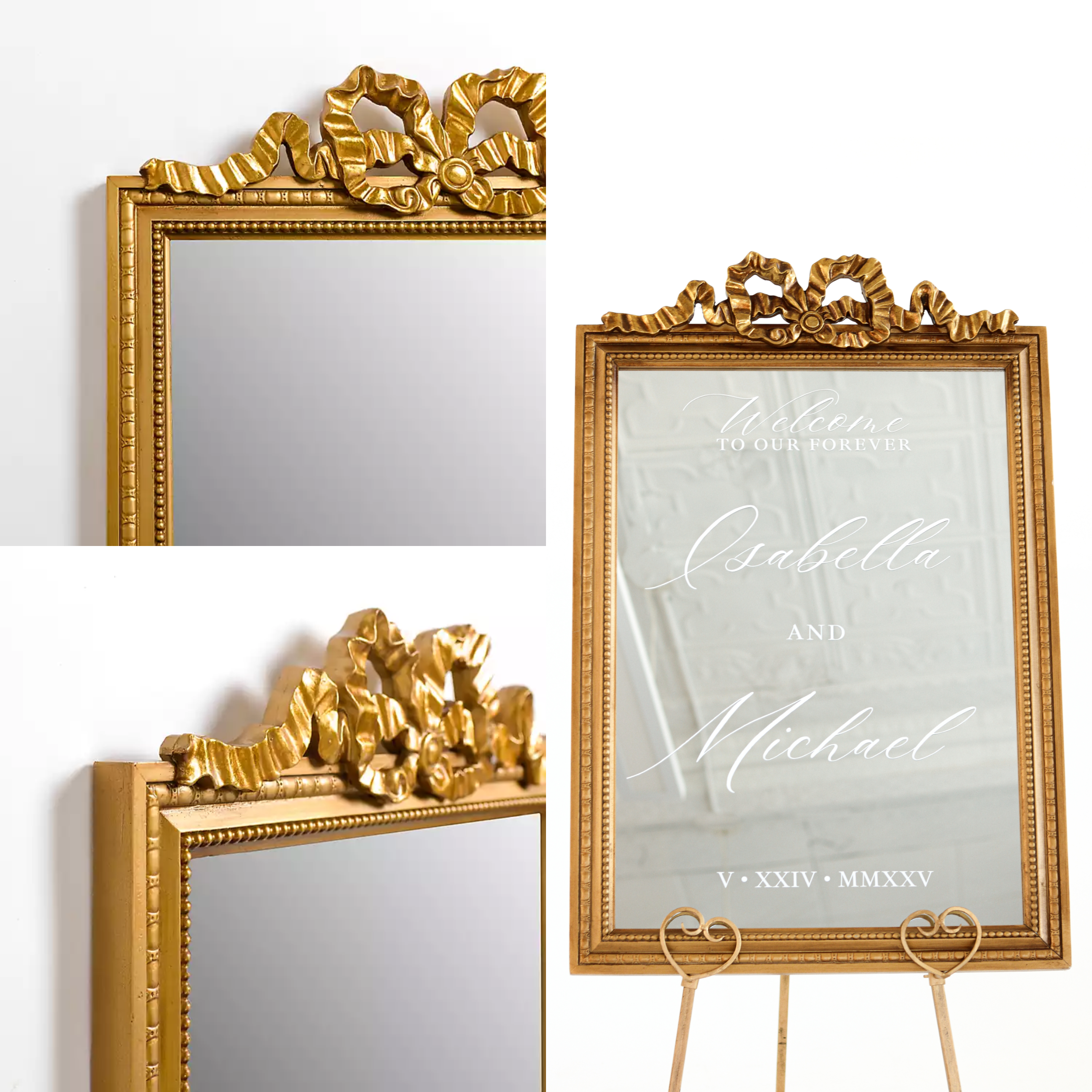 Wedding Welcome Mirror with Bow