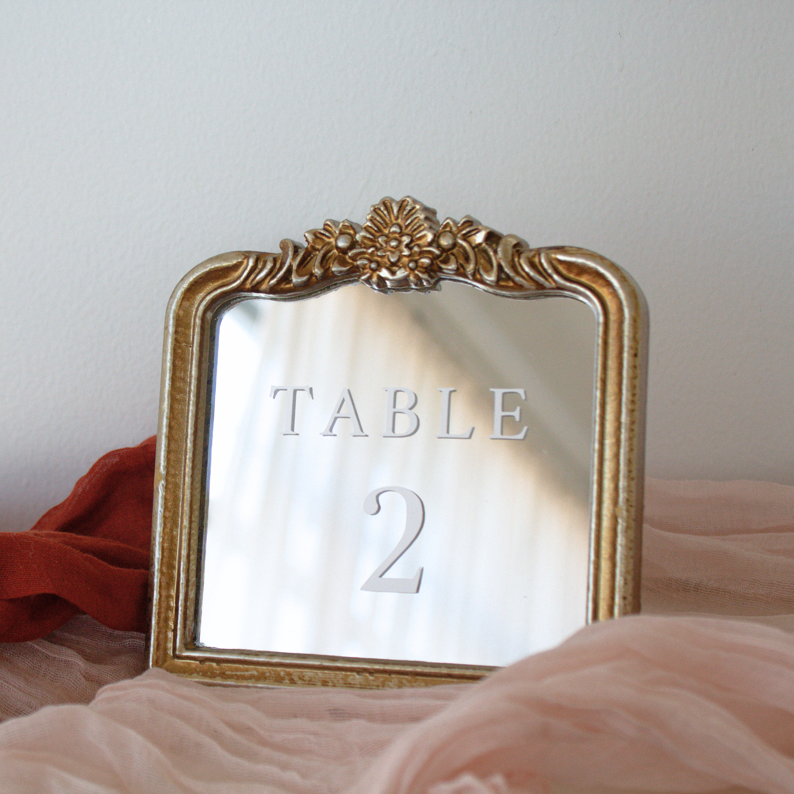 Table Number Mirrors for Wedding Receptions