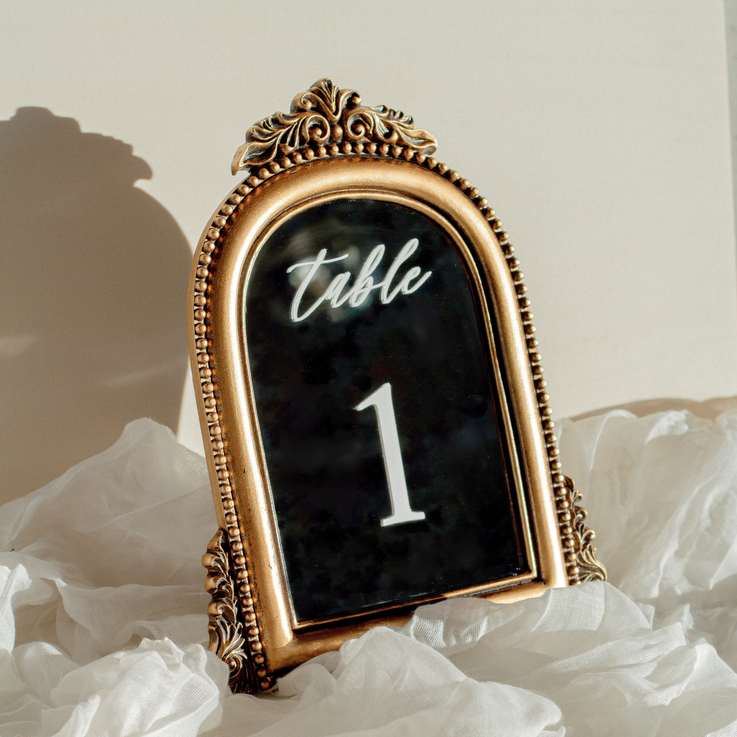 Table Number Mirrors in Vintage Bronze