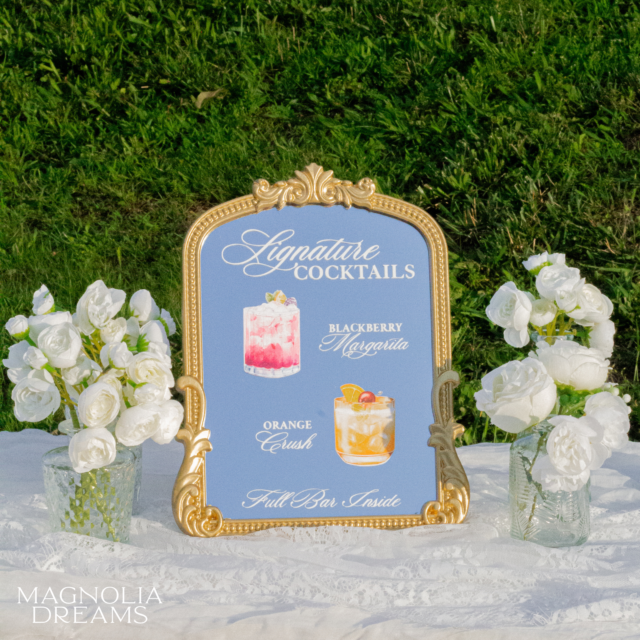 Signature Wedding Drink Menu with Cocktail Pictures