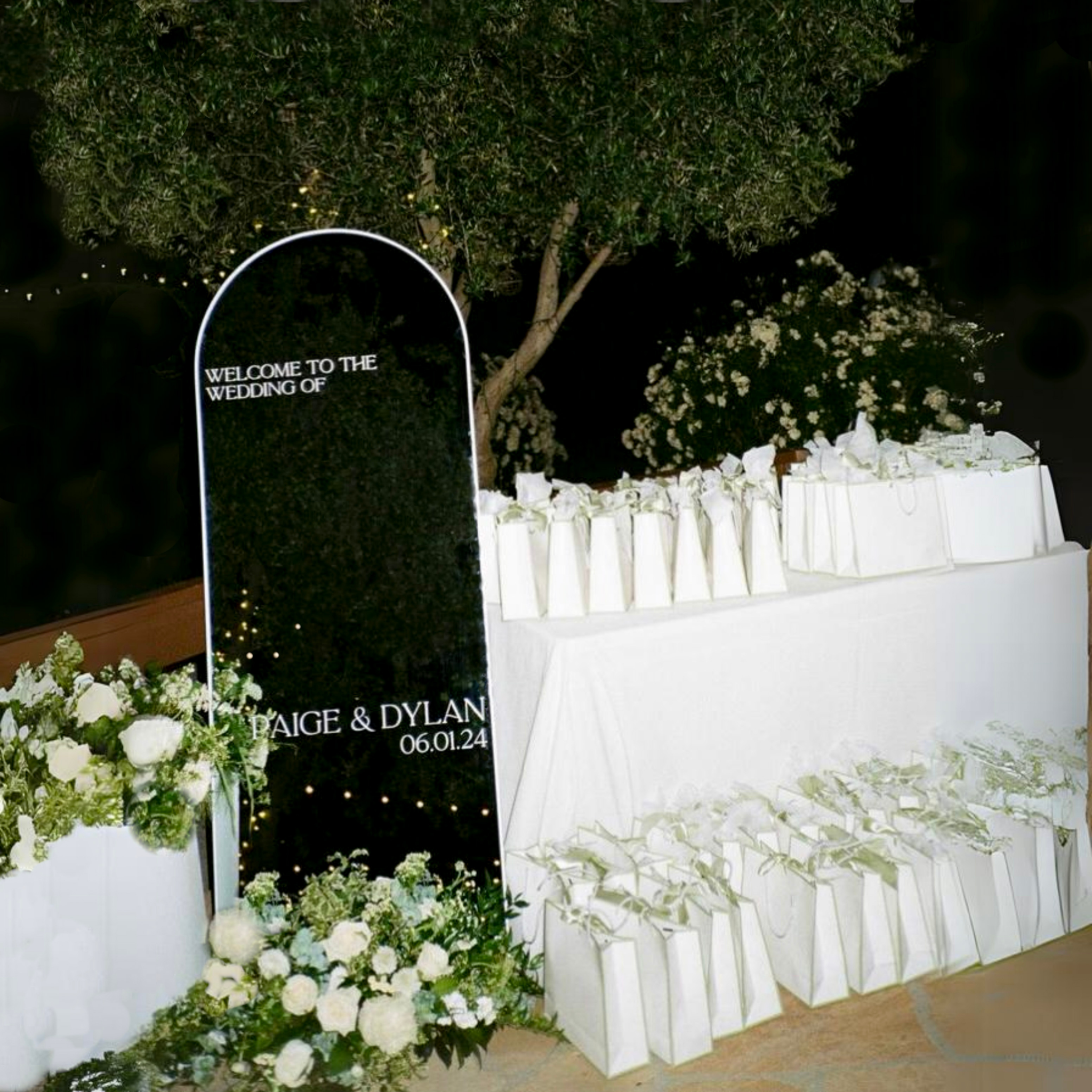 Wedding Ceremony Entrance | Elegant Mirror Sign | Magnolia Dreams LLC