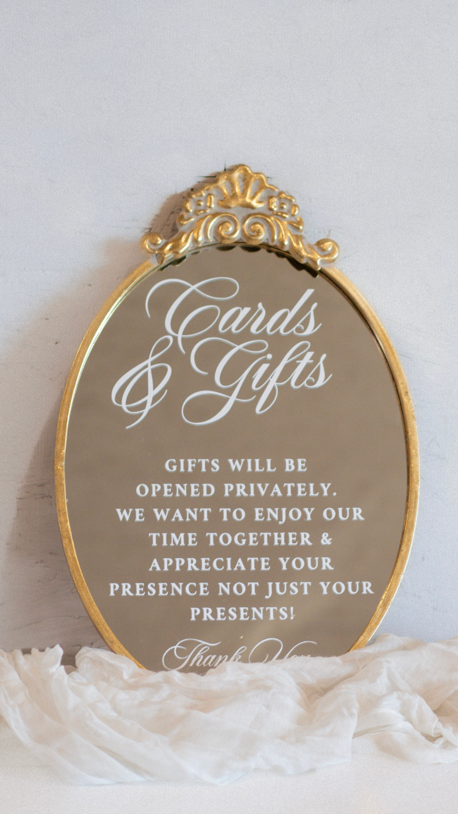 Cards & Gifts Wedding Sign | Mirror Wedding Sign for Wedding Gifts