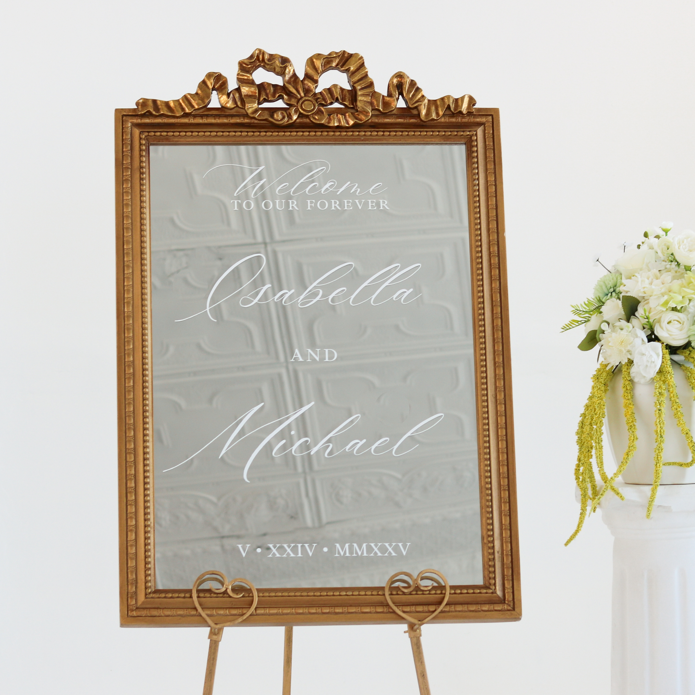 Wedding Welcome Mirror with Bow