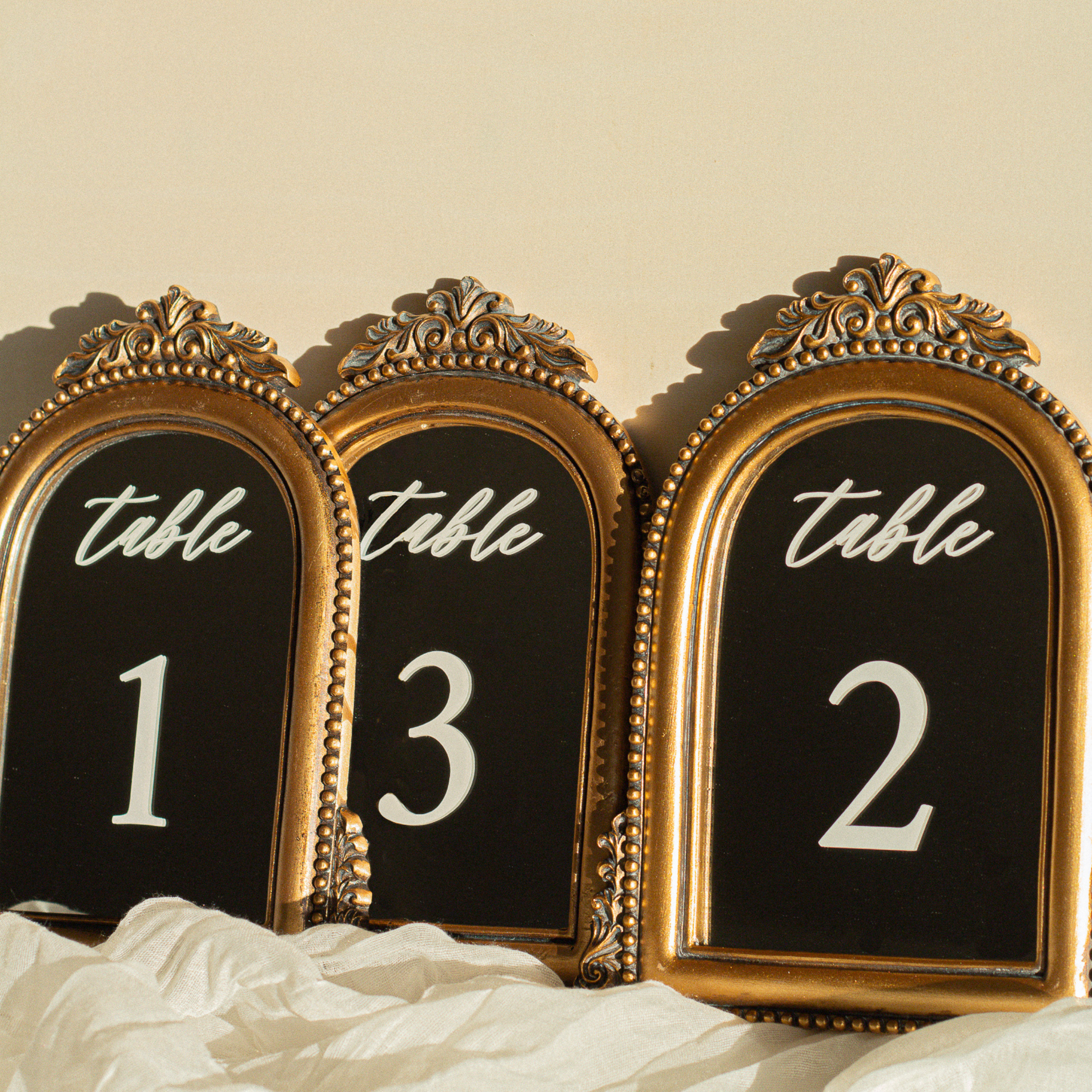 Table Number Mirrors in Vintage Bronze