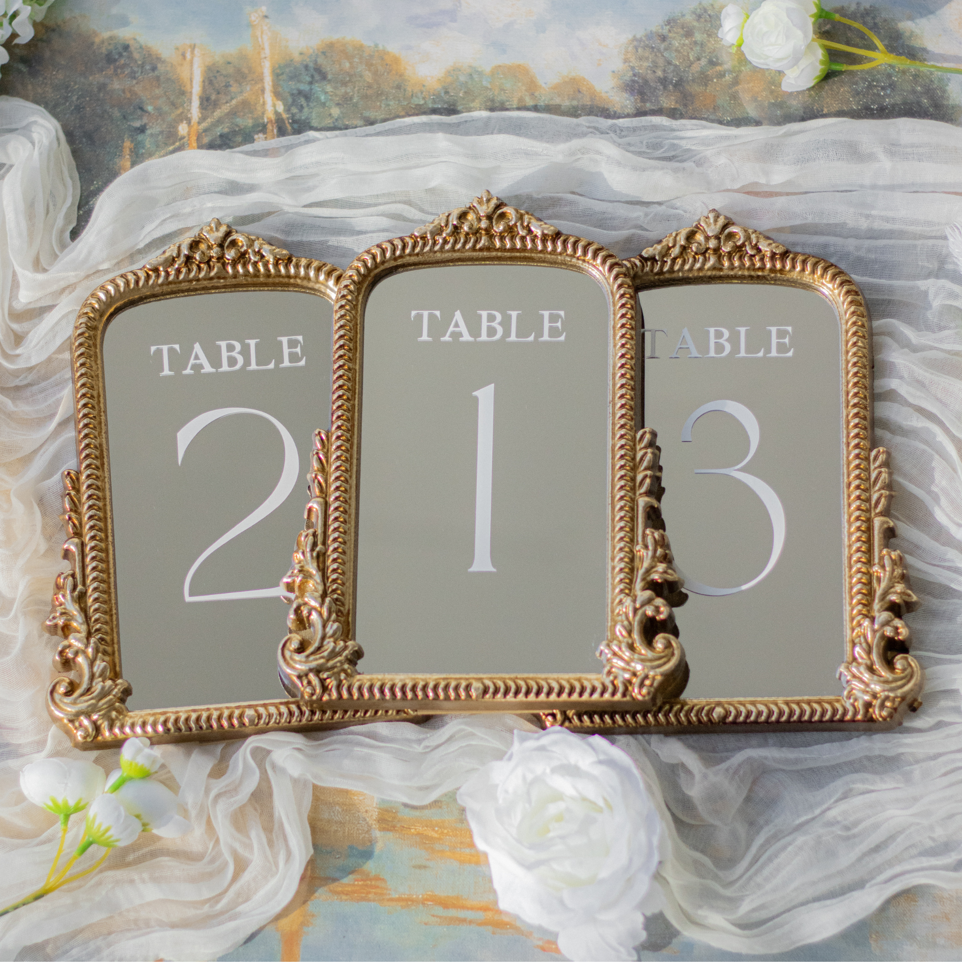 Mirror Table Numbers for Wedding