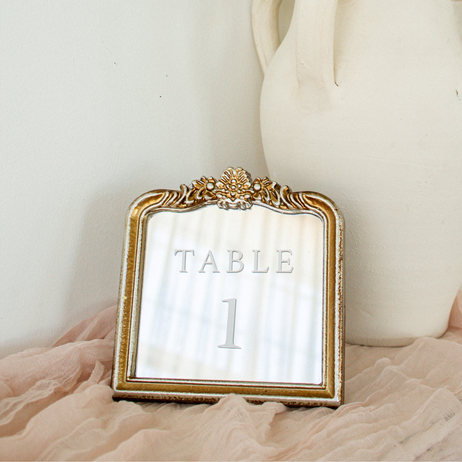 Table Number Mirrors for Wedding Receptions