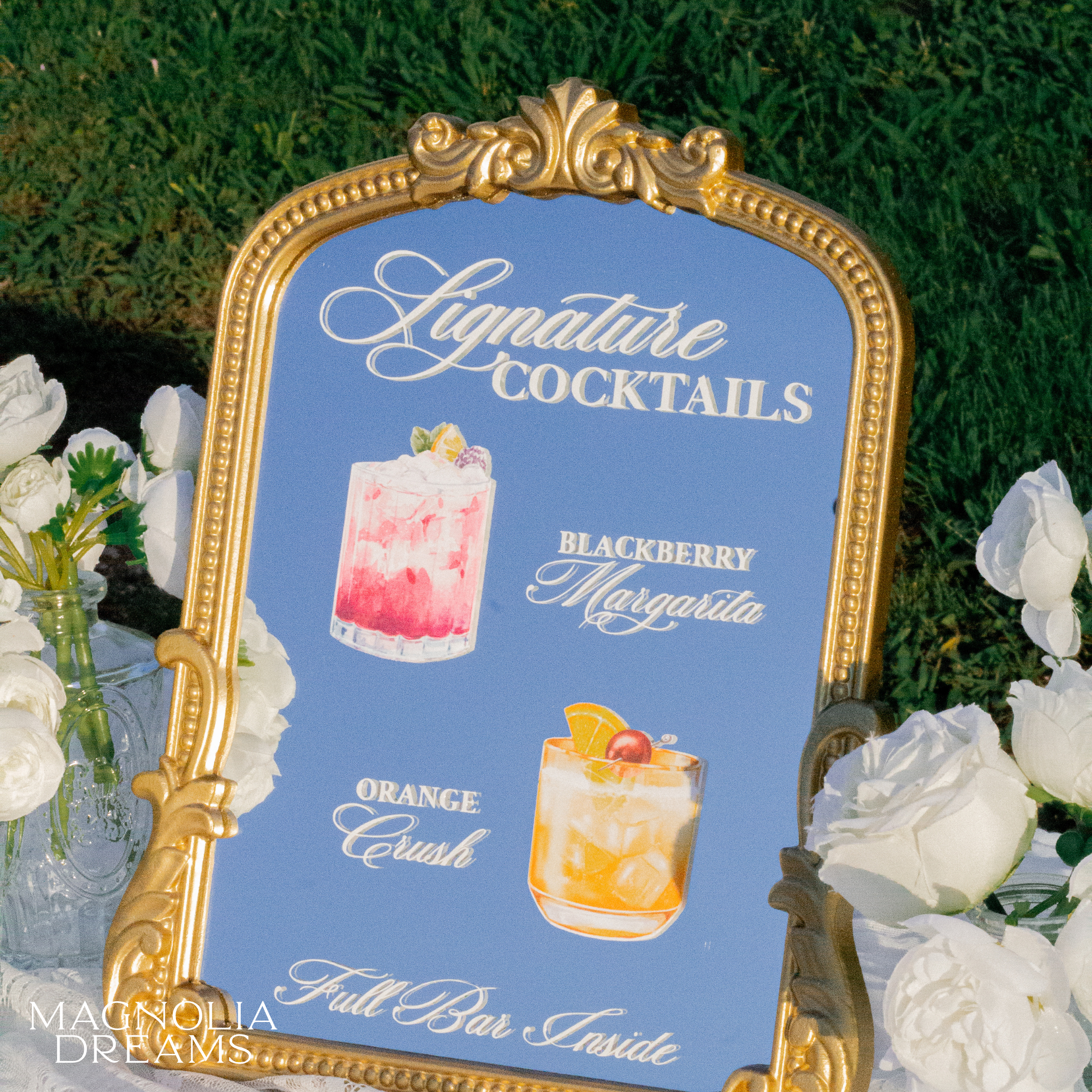 Signature Wedding Drink Menu with Cocktail Pictures