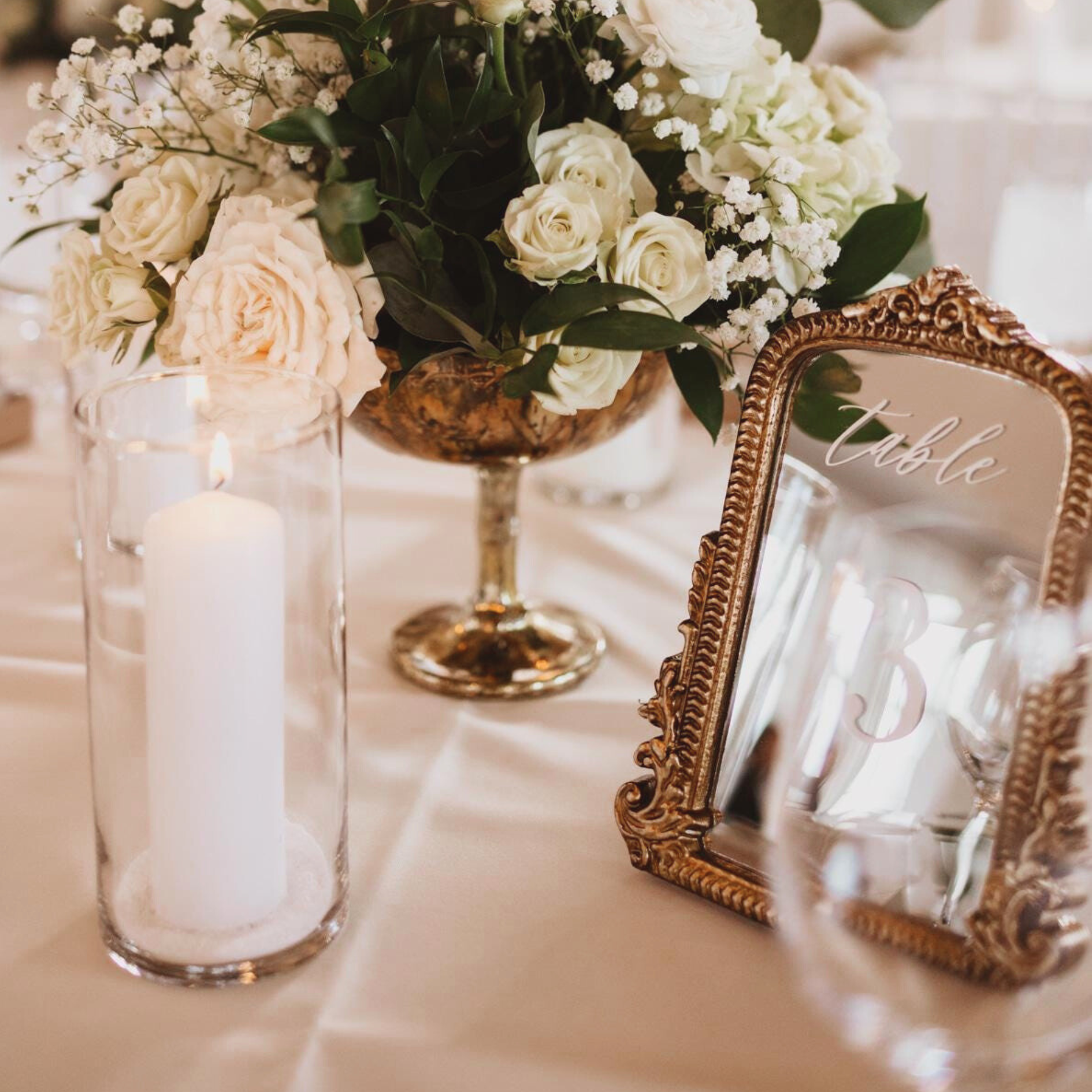 Mirror Table Numbers for Wedding