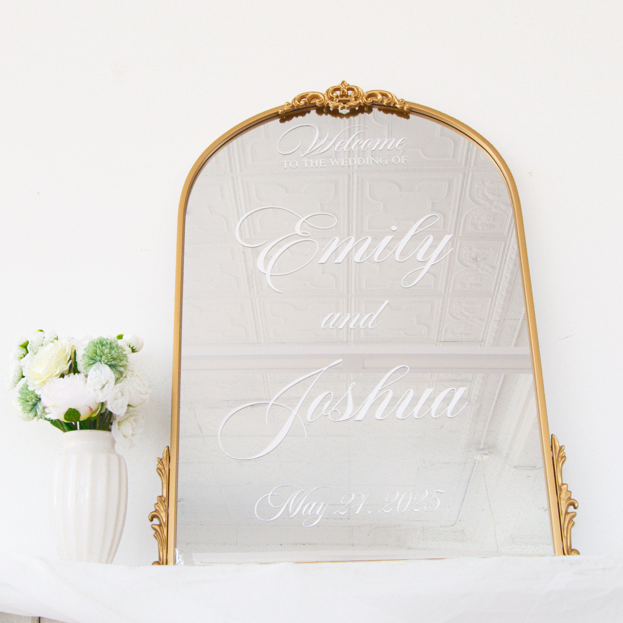 Wedding Welcome Mirror with Last Names