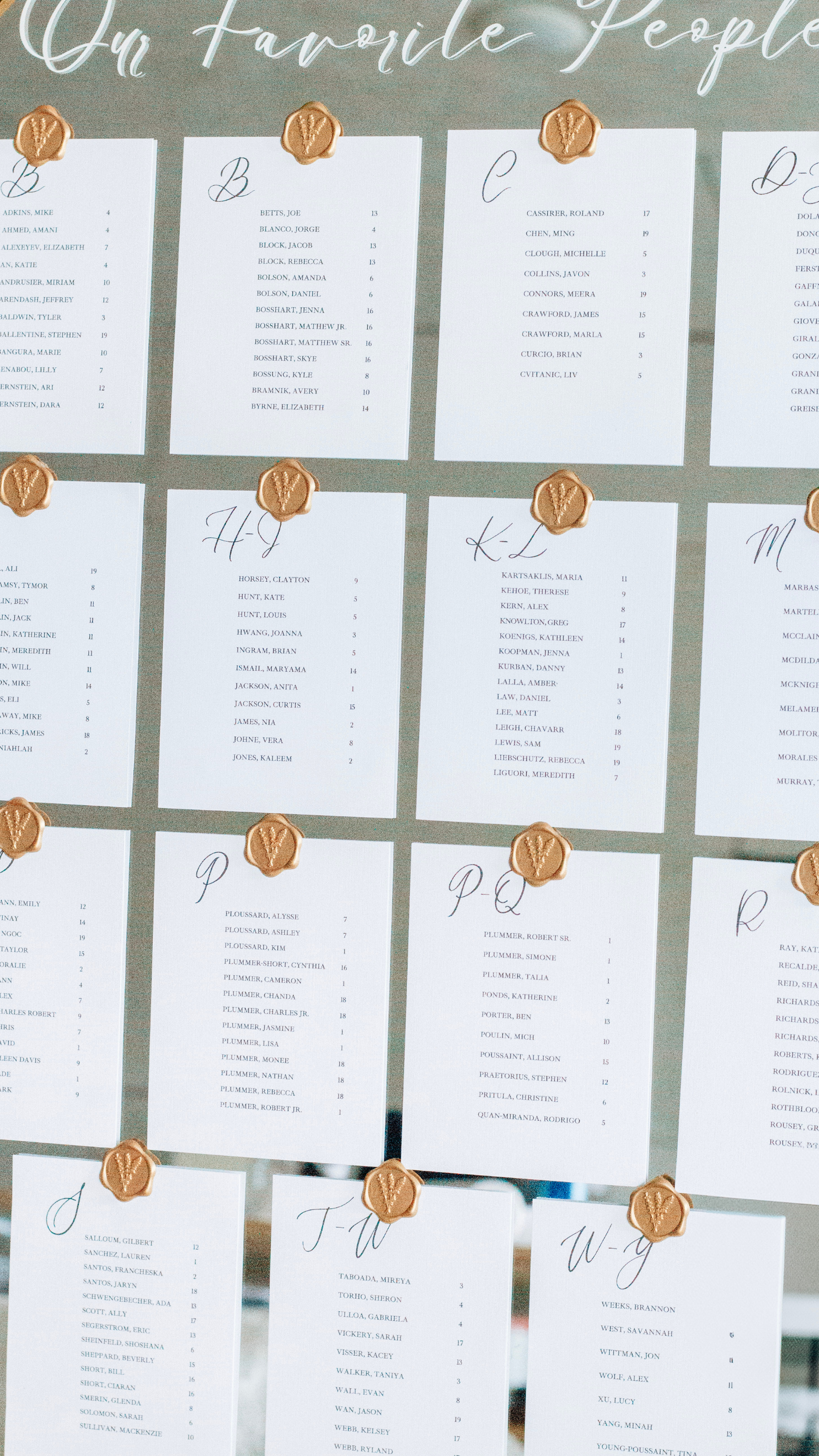 Seating Chart Assignments Cards For Wedding