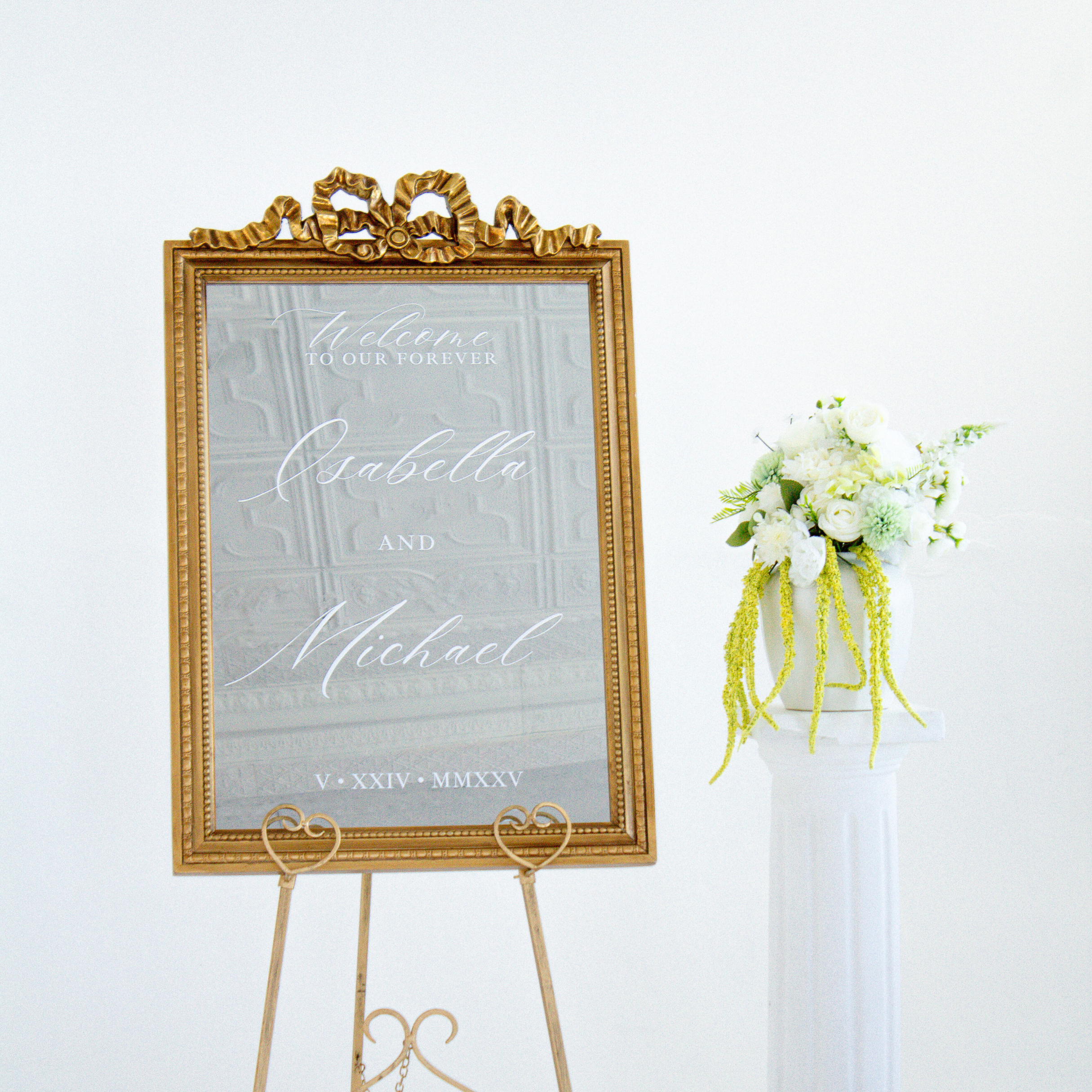 Wedding Welcome Mirror with Bow