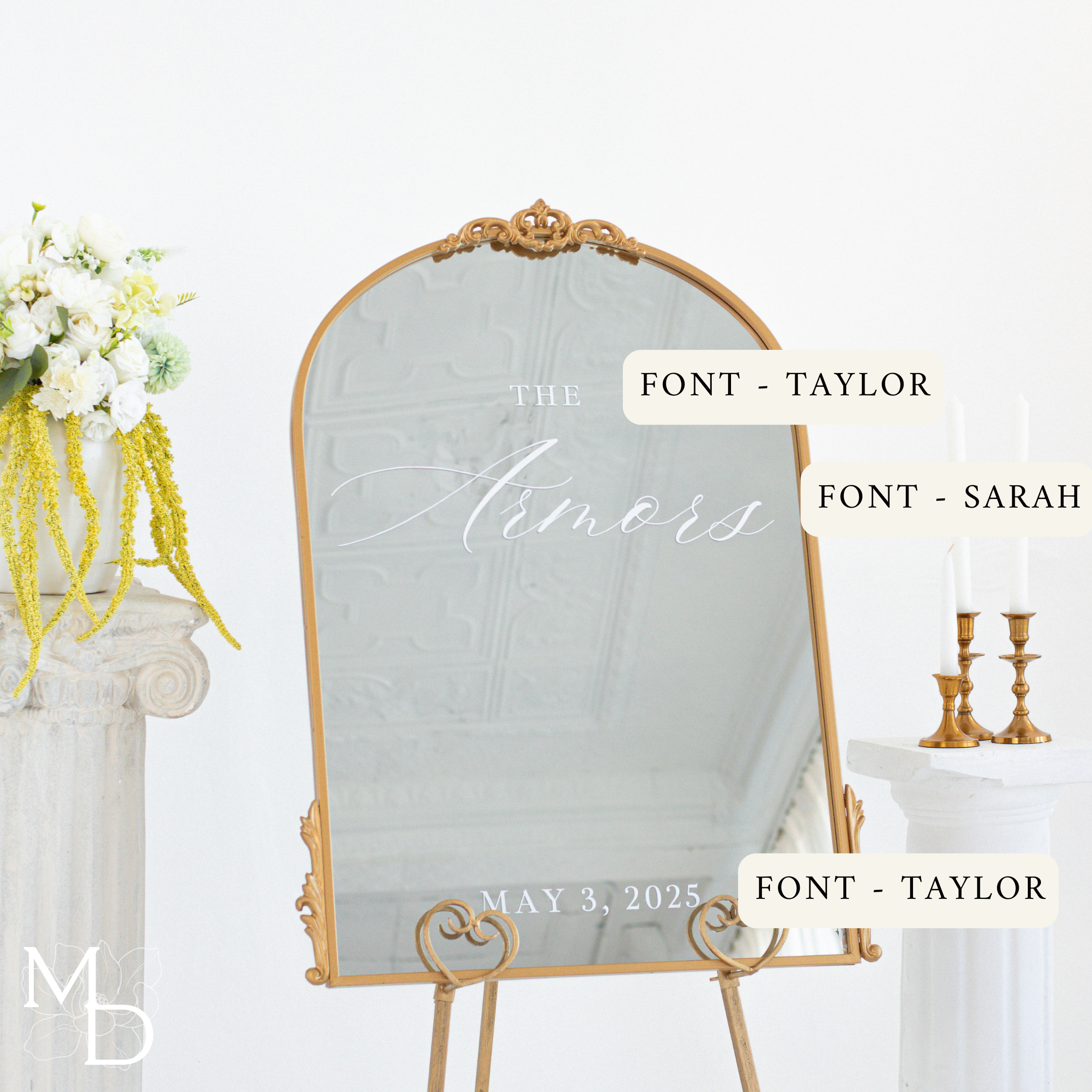 Wedding Welcome Mirror with Last Names