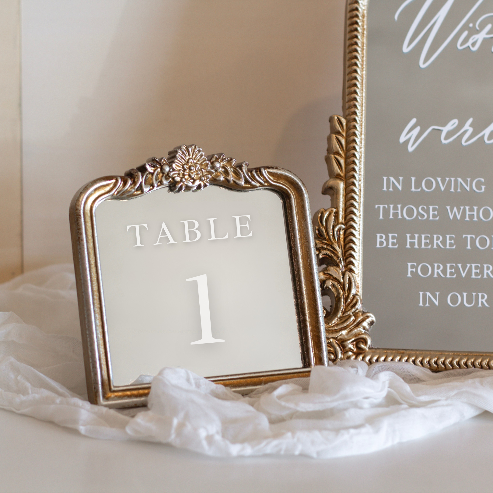 Table Number Mirrors for Wedding Receptions