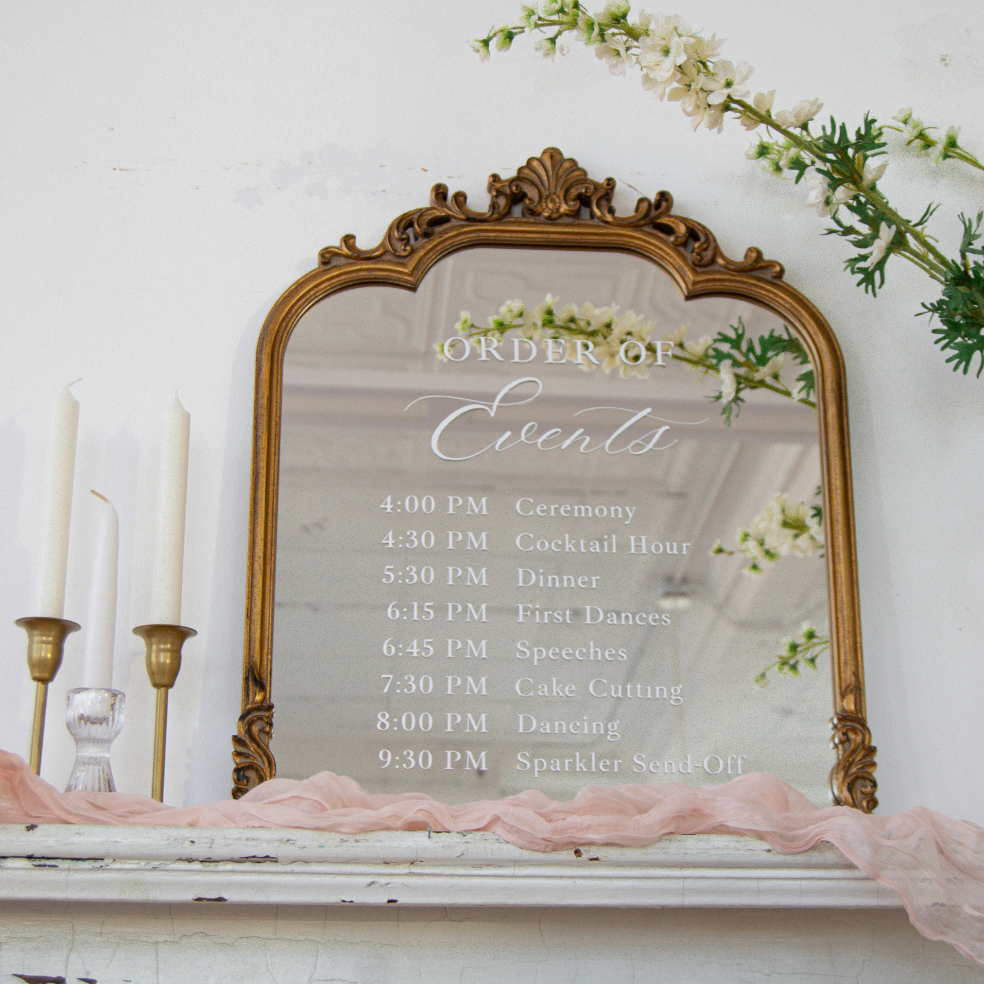 Order of Events Sign for Wedding