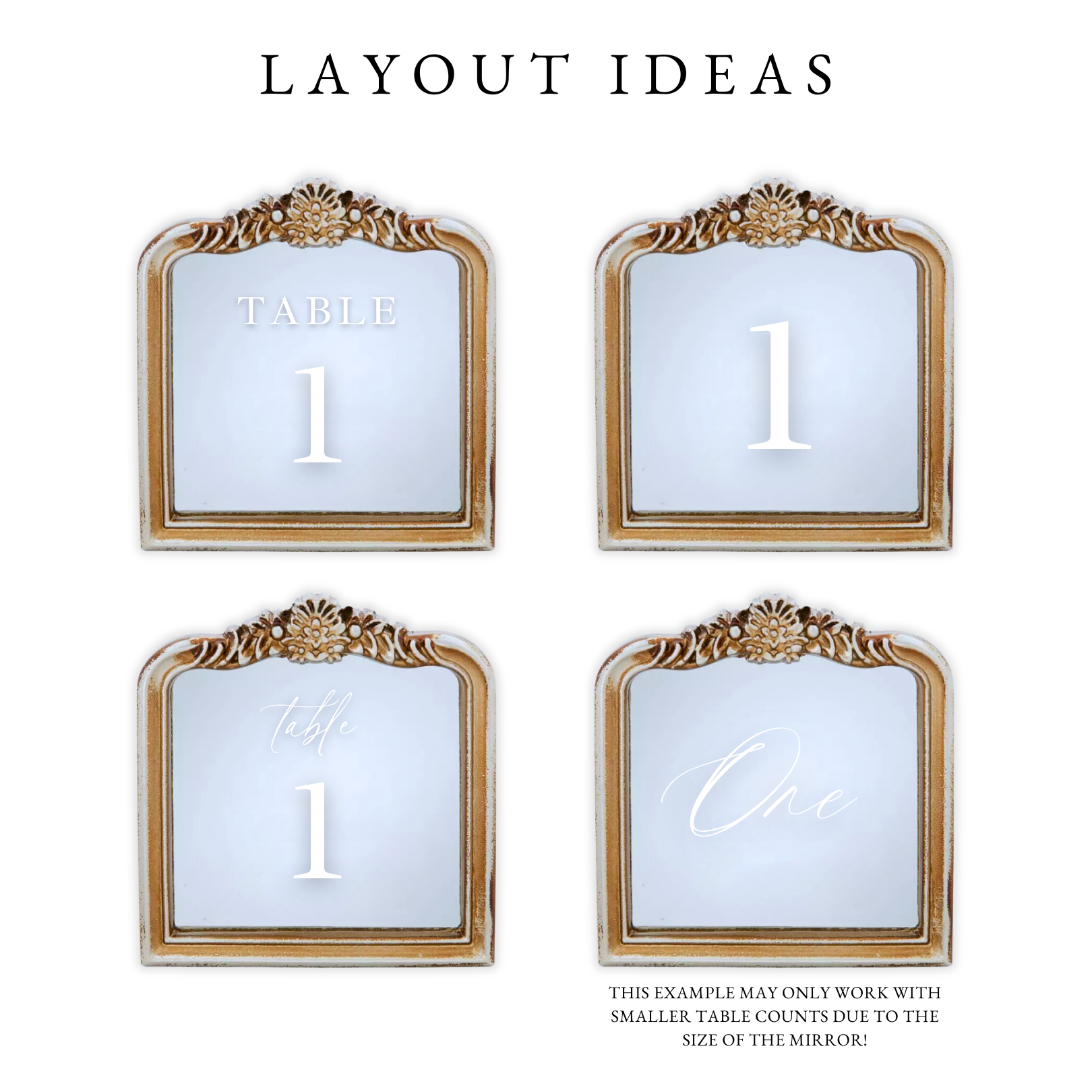 Table Number Mirrors for Wedding Receptions