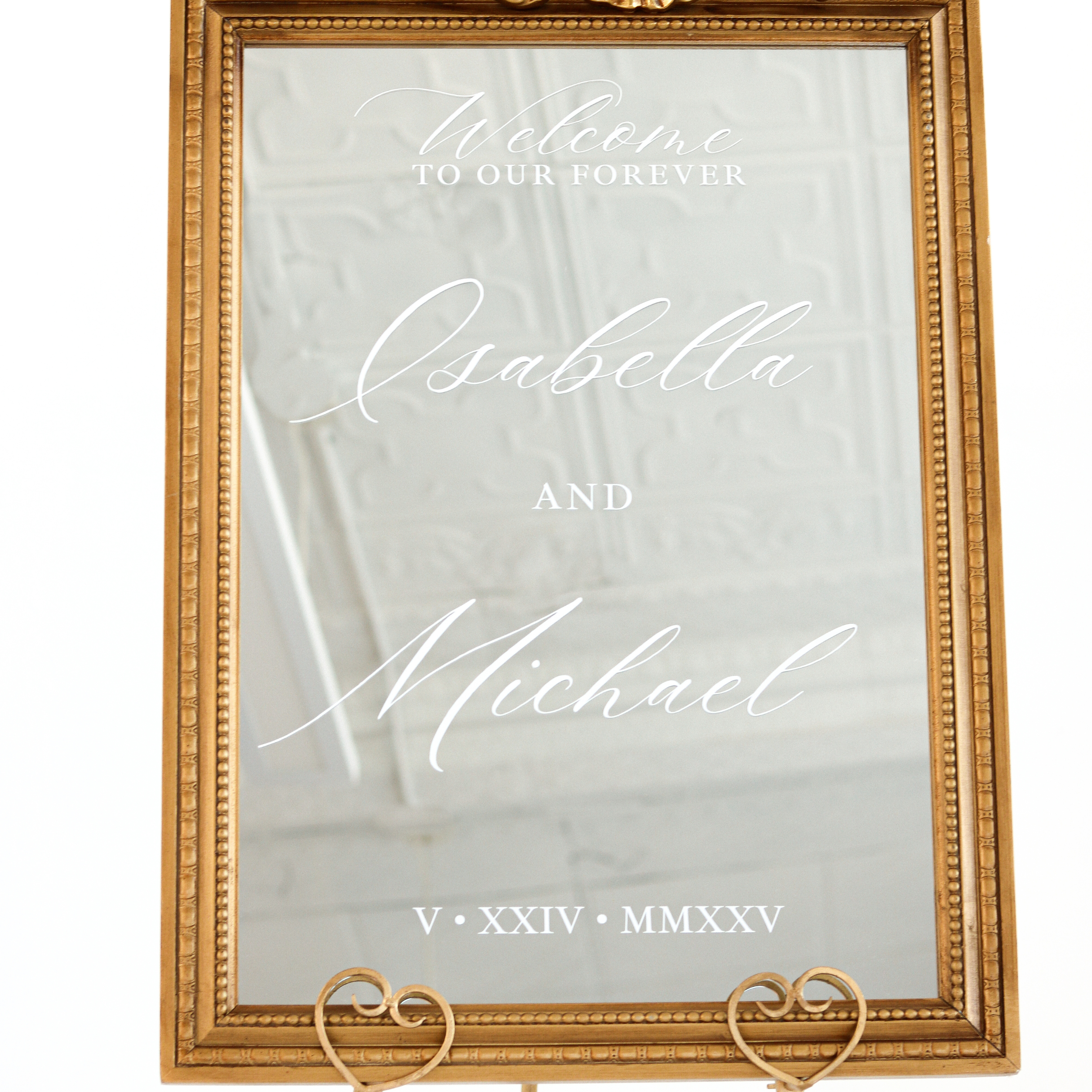 Wedding Welcome Mirror with Bow