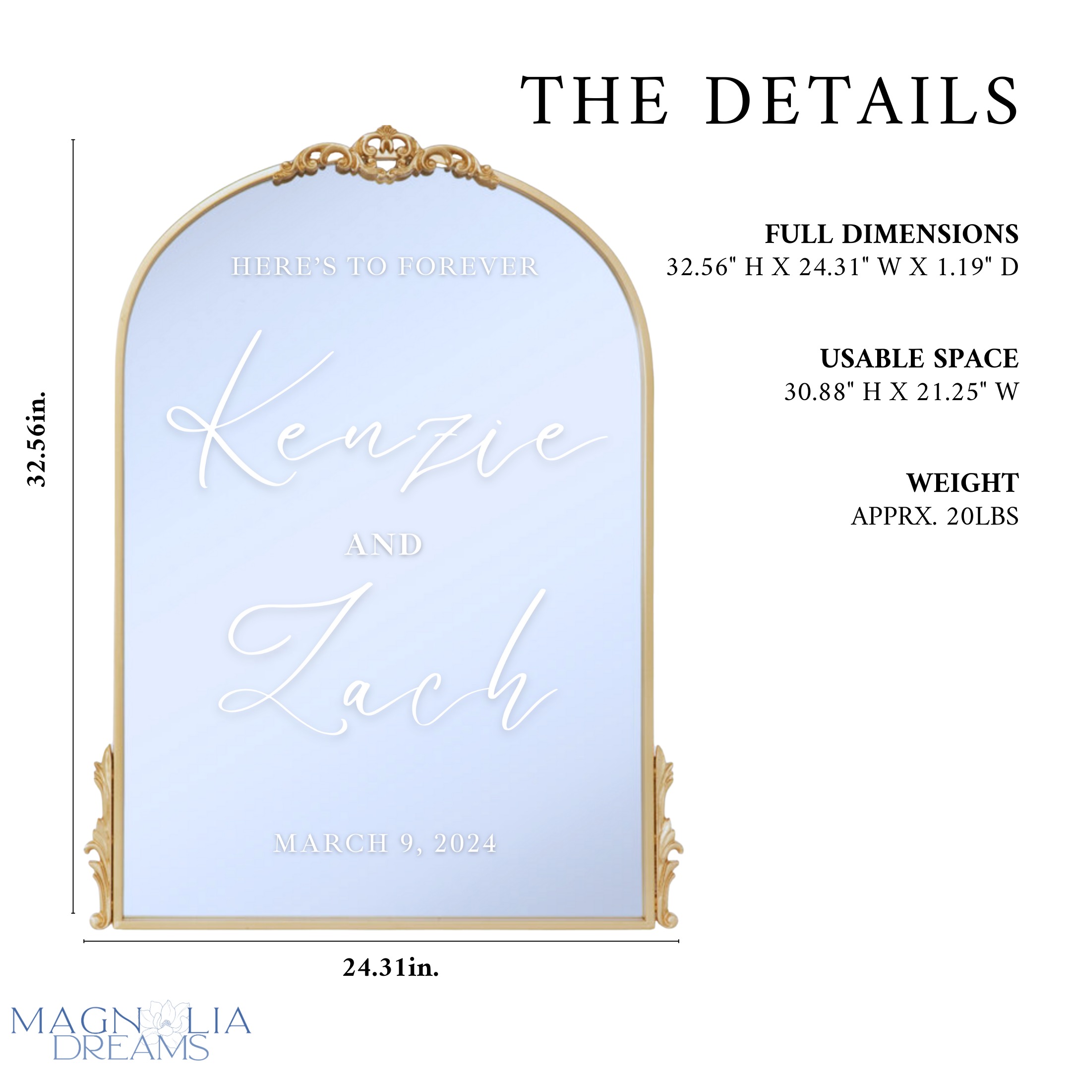 Wedding Welcome Mirror with Last Names