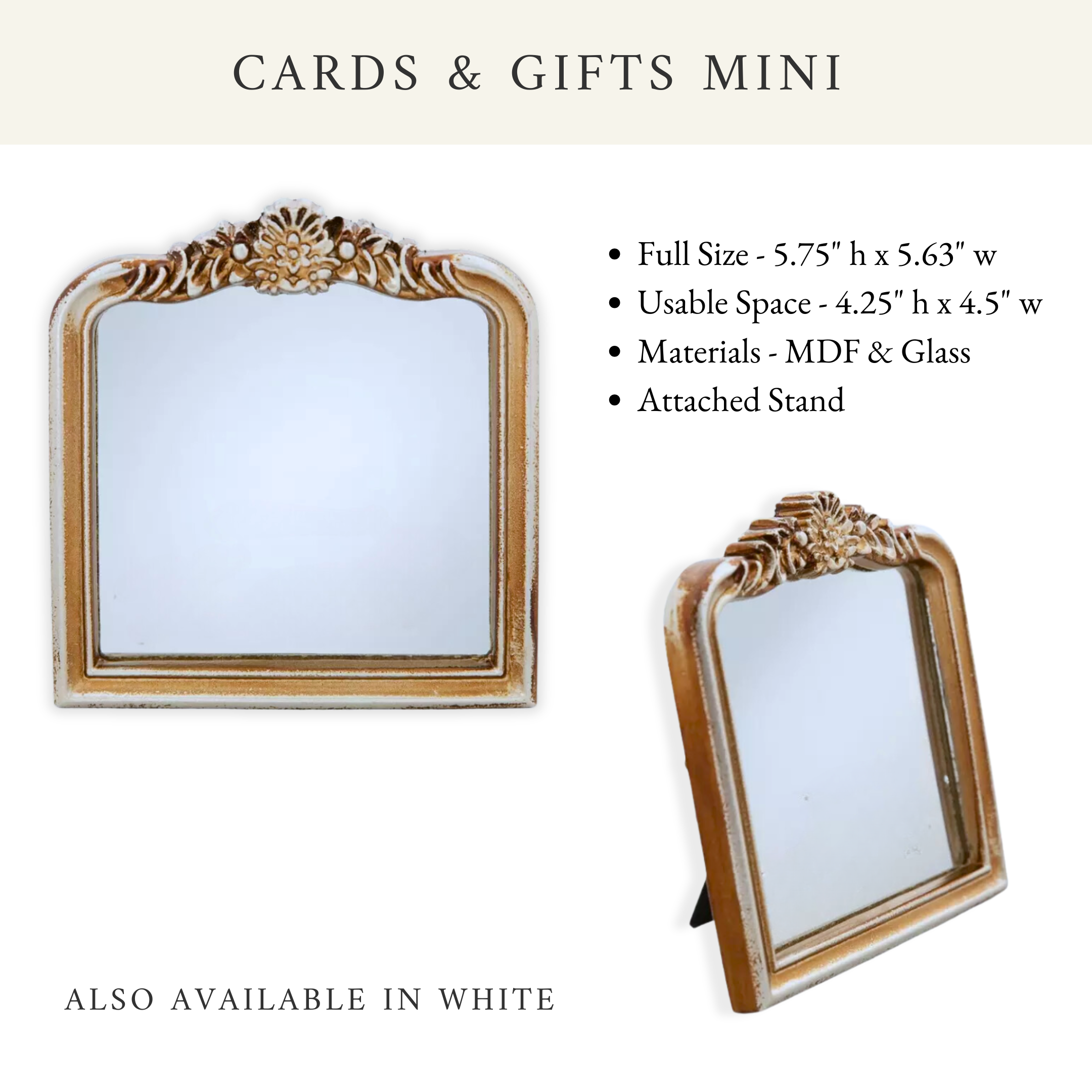 Cards and Gifts Sign on Gold Mirror (Mini)