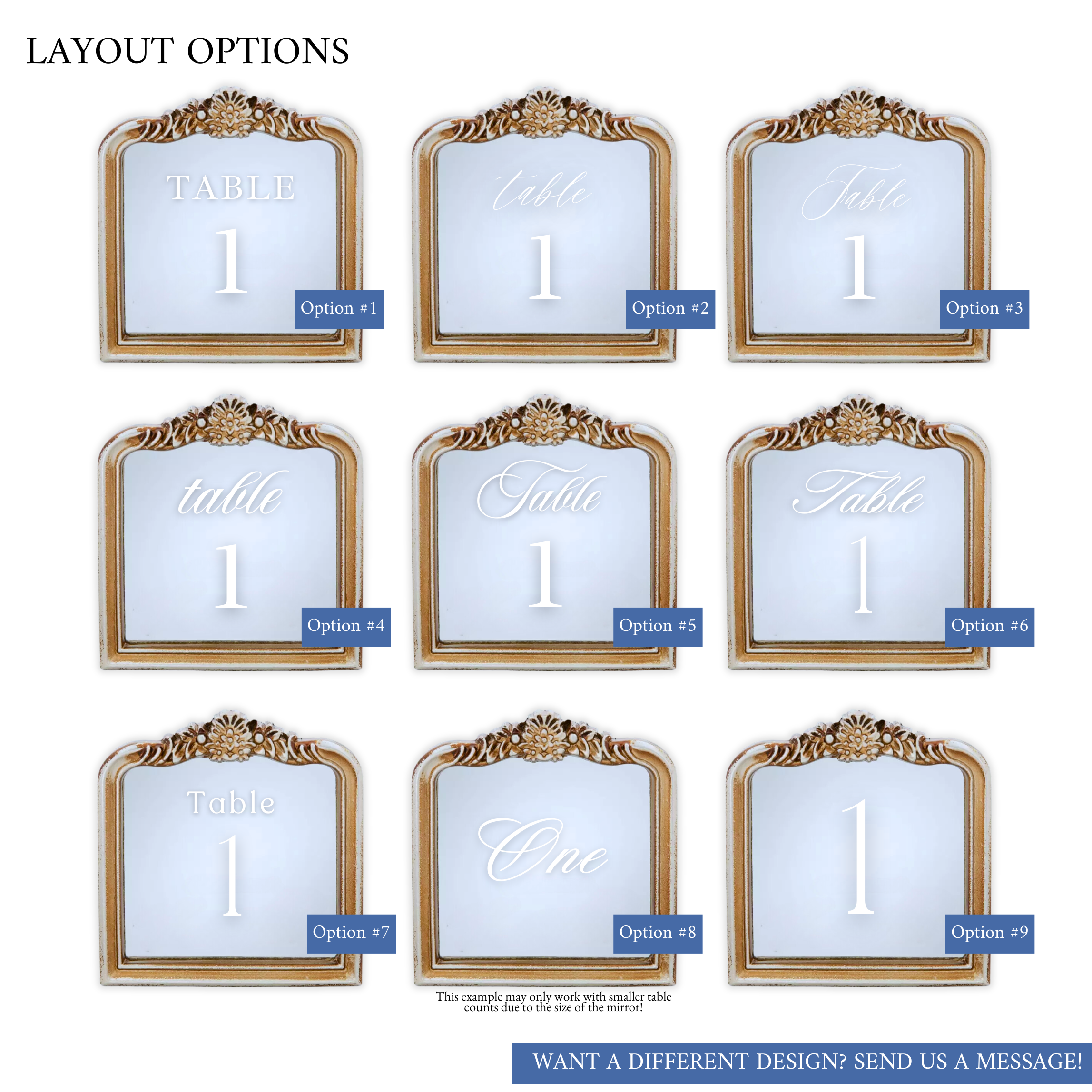 Table Number Mirrors for Wedding Receptions