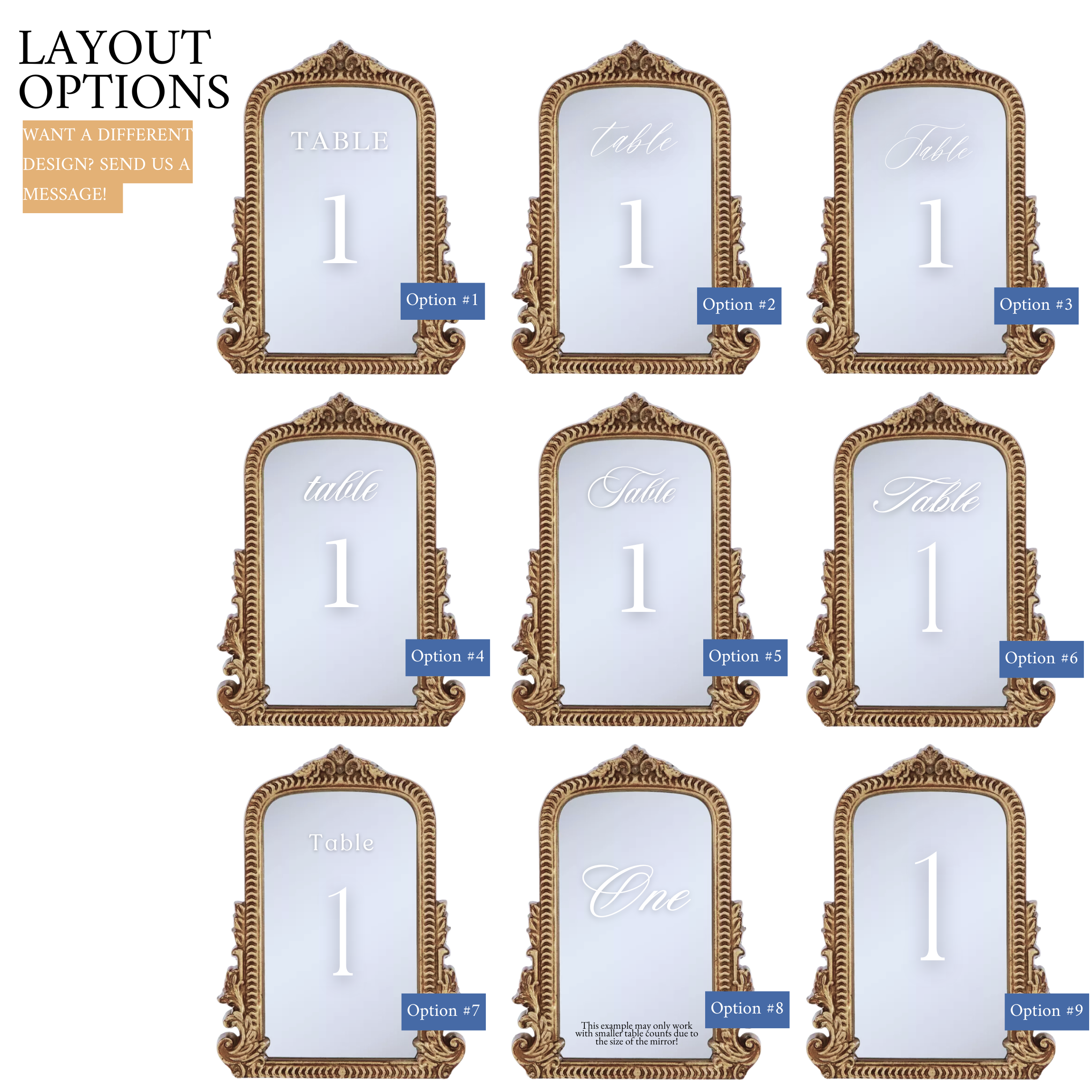 Mirror Table Numbers for Wedding