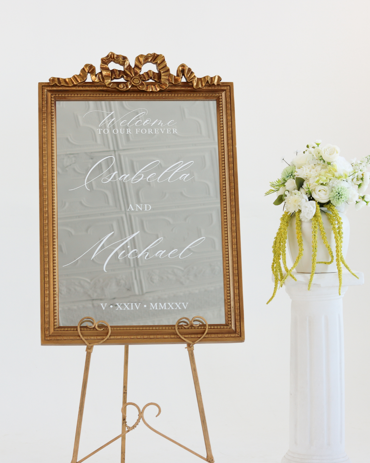 Wedding Welcome Mirror with Bow