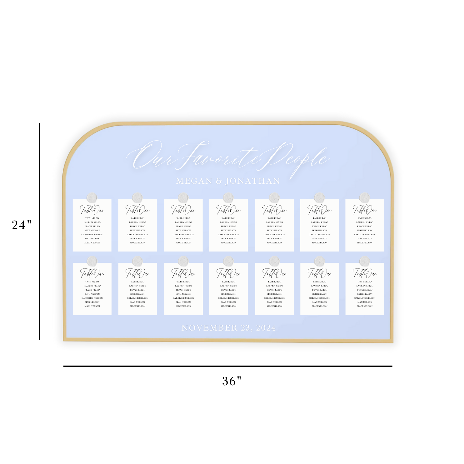 Large Seating Chart Mirror - Gold